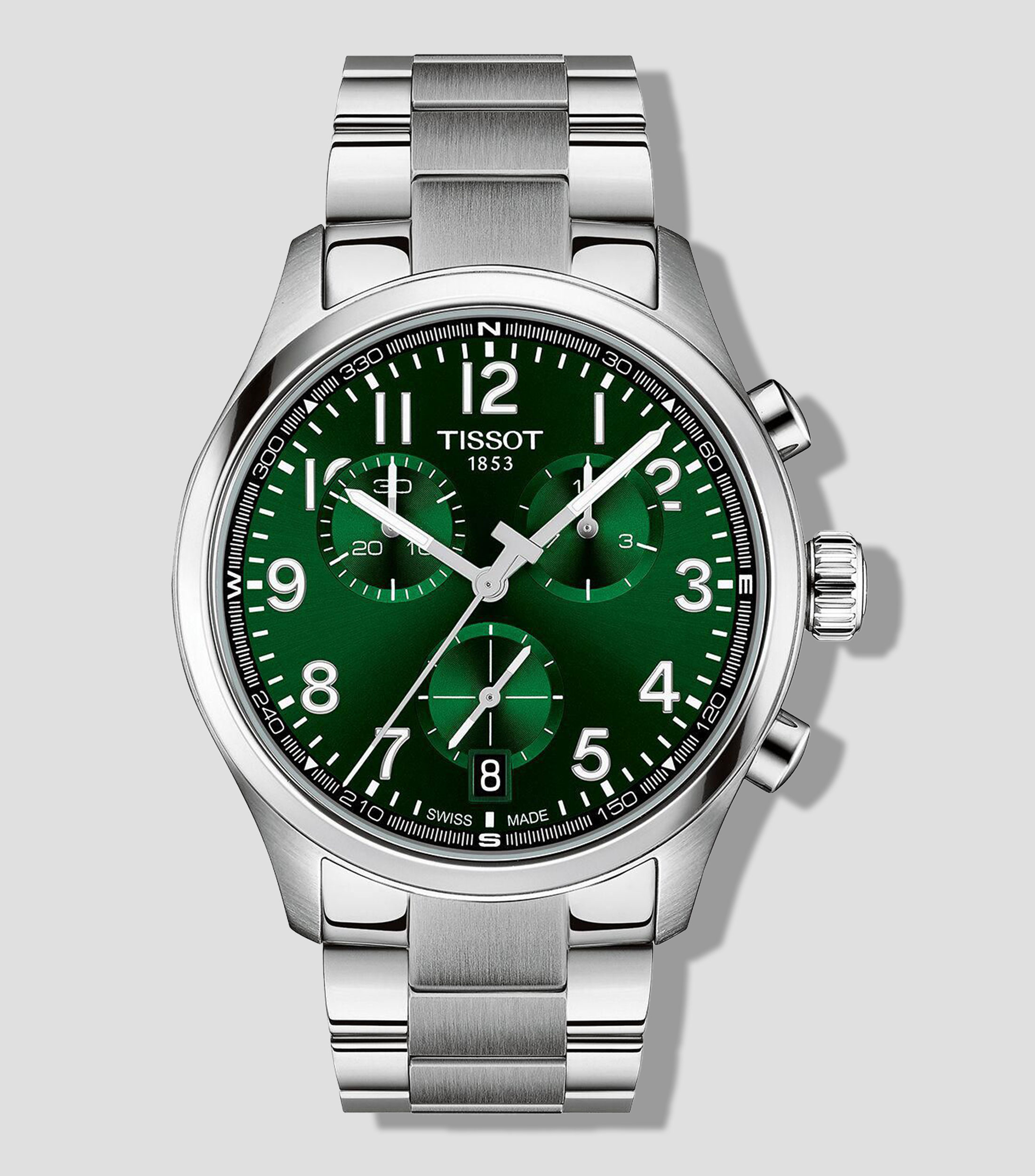 Reloj para Hombre Chrono L deportivo, Plateado/Verde