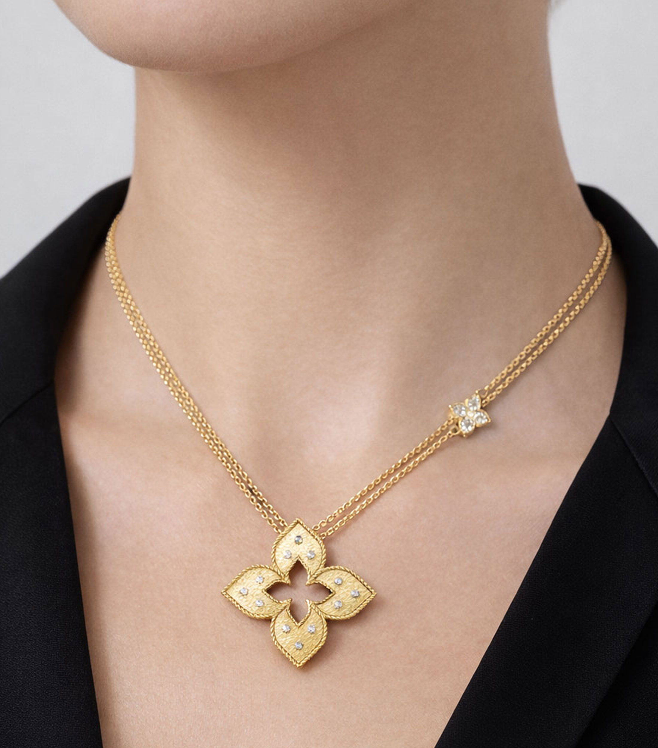 Collar en oro amarillo de 18 kilates con diamantes Princesa Veneciana Mujer