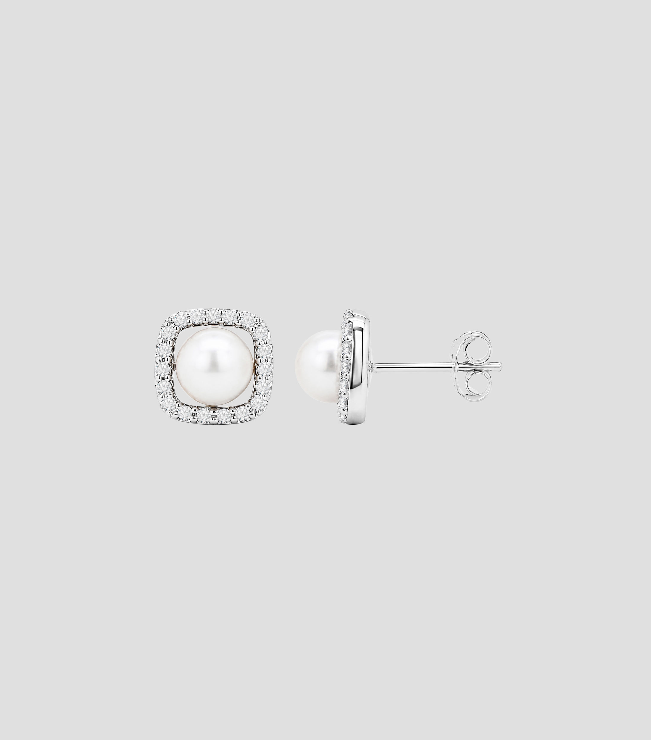 Aretes en Oro blanco de 14 Kilates con perla Mujer