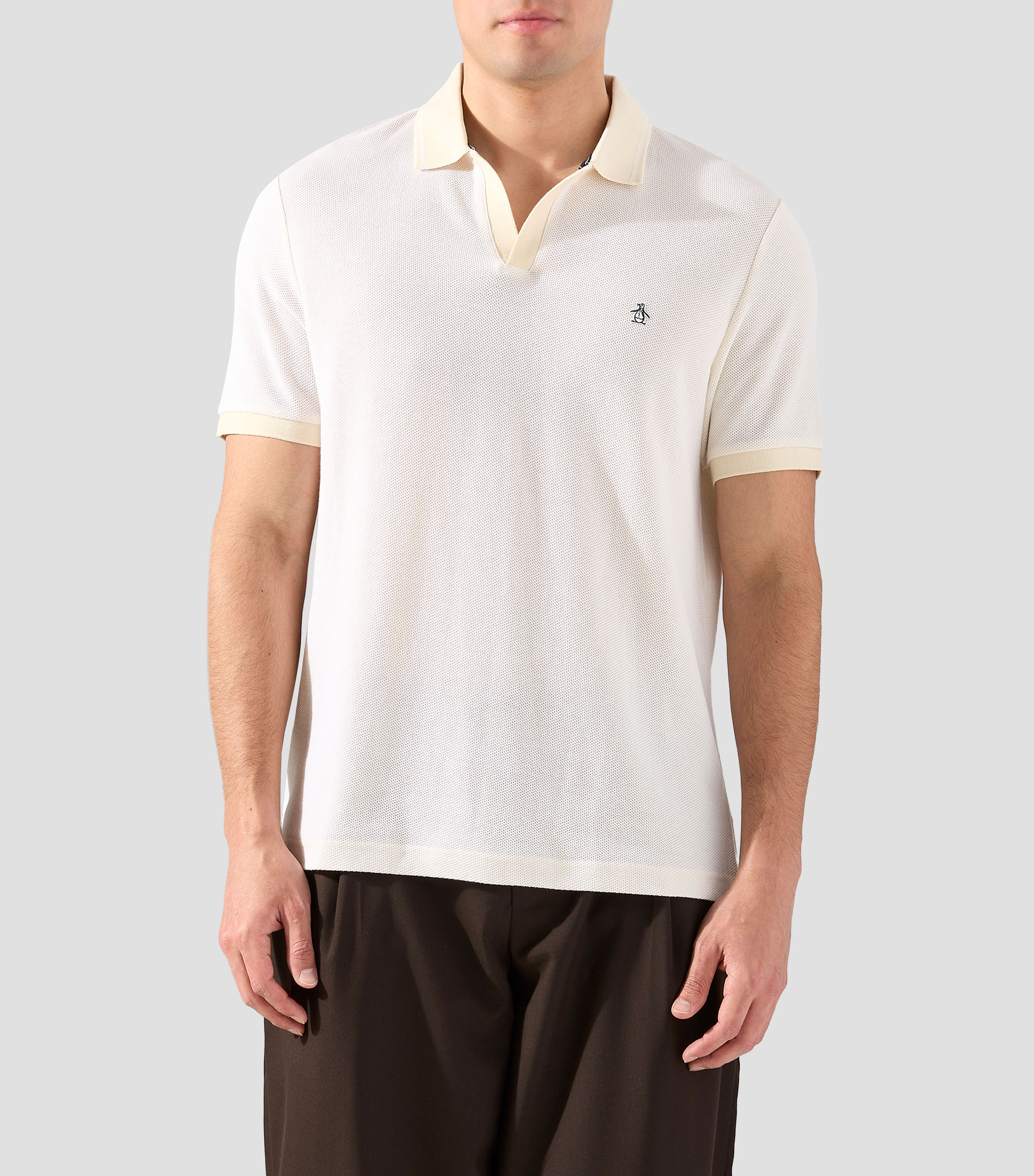 Playera tipo polo manga corta microdiseño Hombre