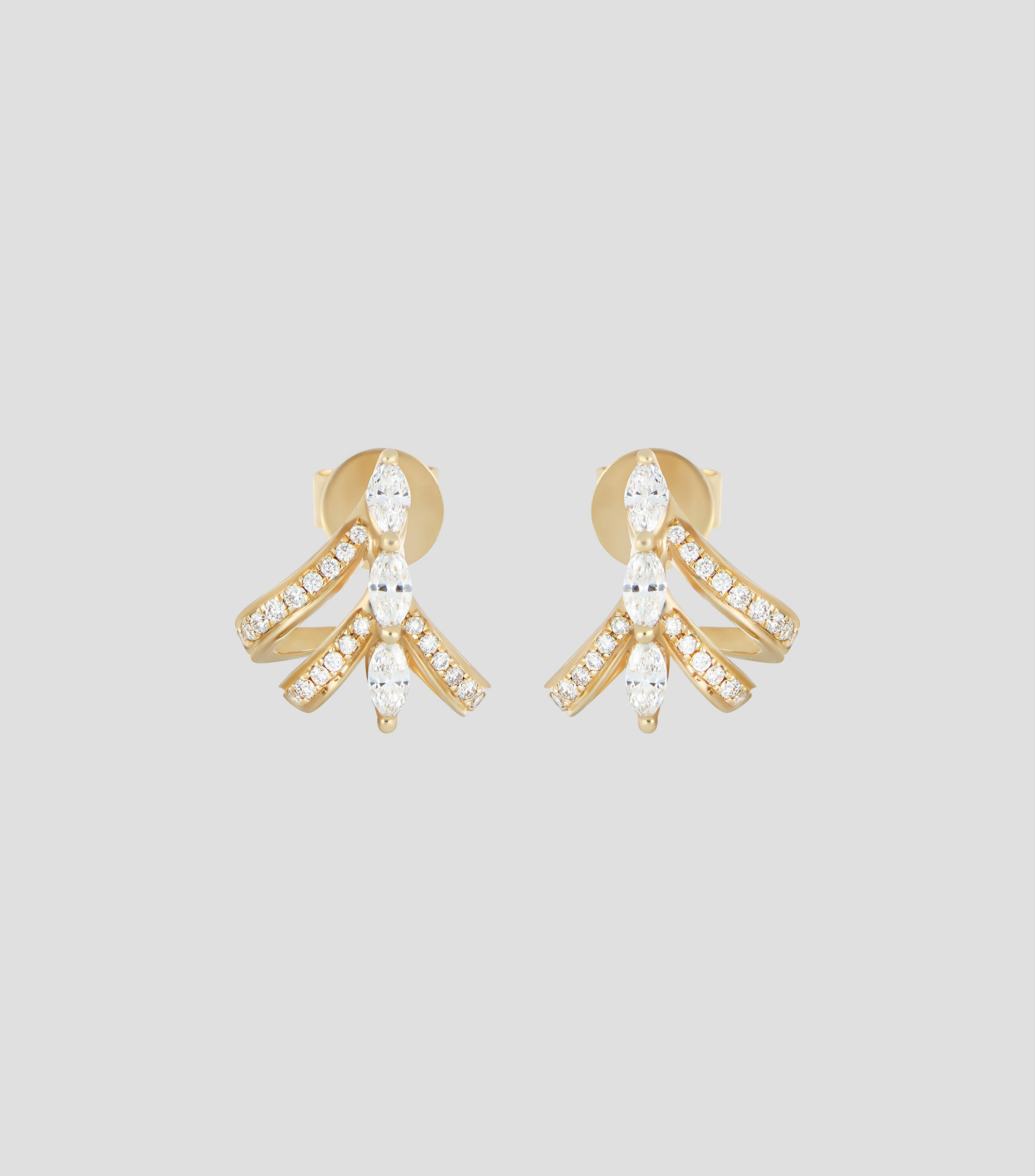Broqueles en Oro Amarillo de 14 Kilates con Diamantes Mujer