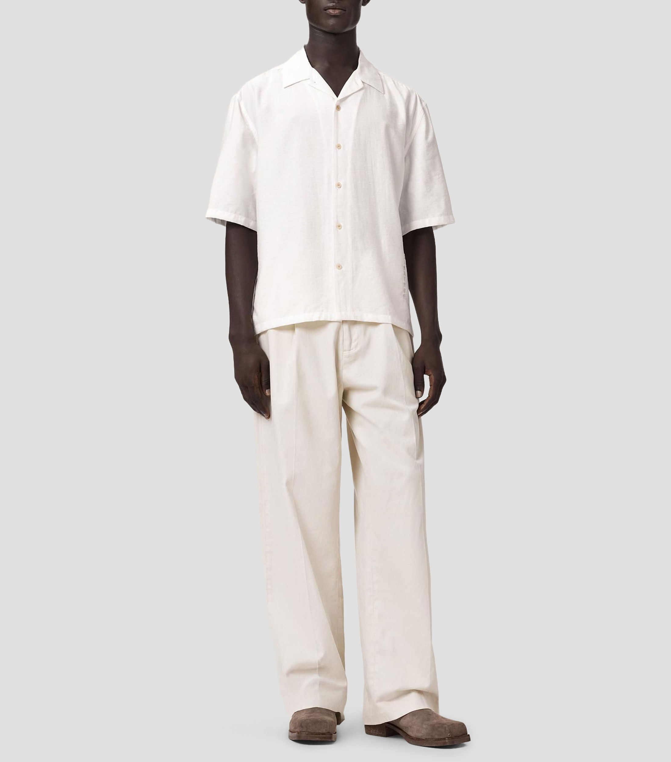 Camisa lisa con manga corta Hombre