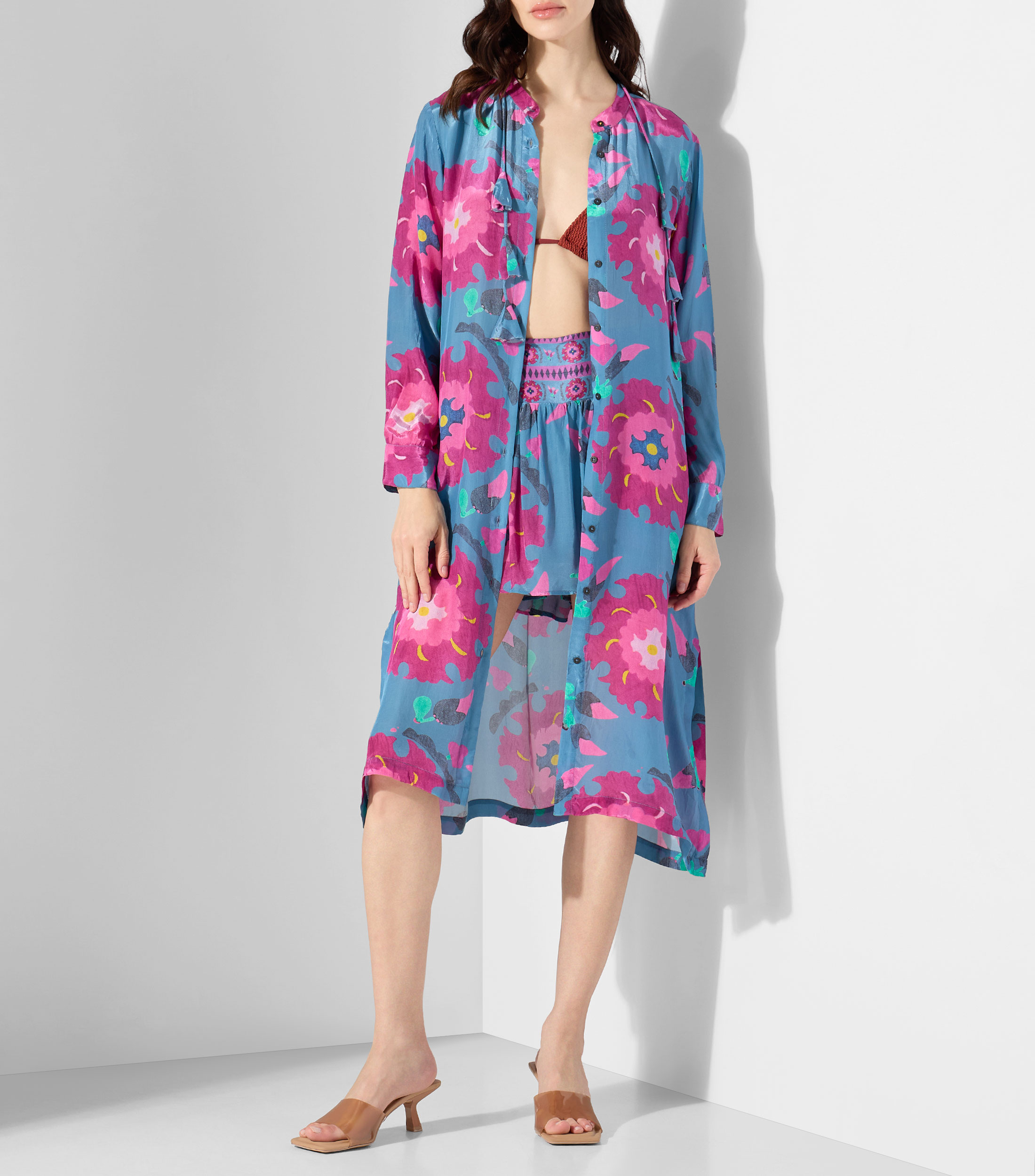 Camisa estampada manga larga Mujer