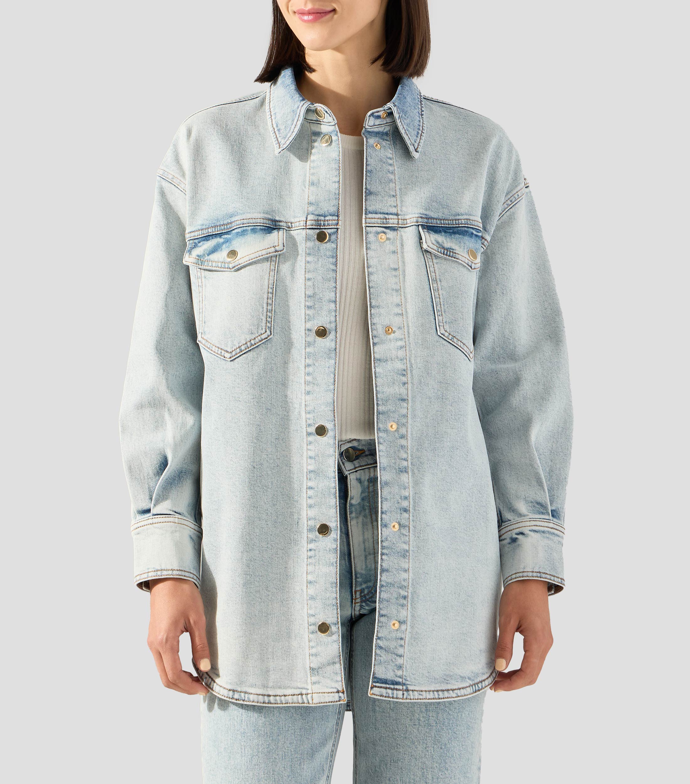 Camisa lisa manga larga Mujer