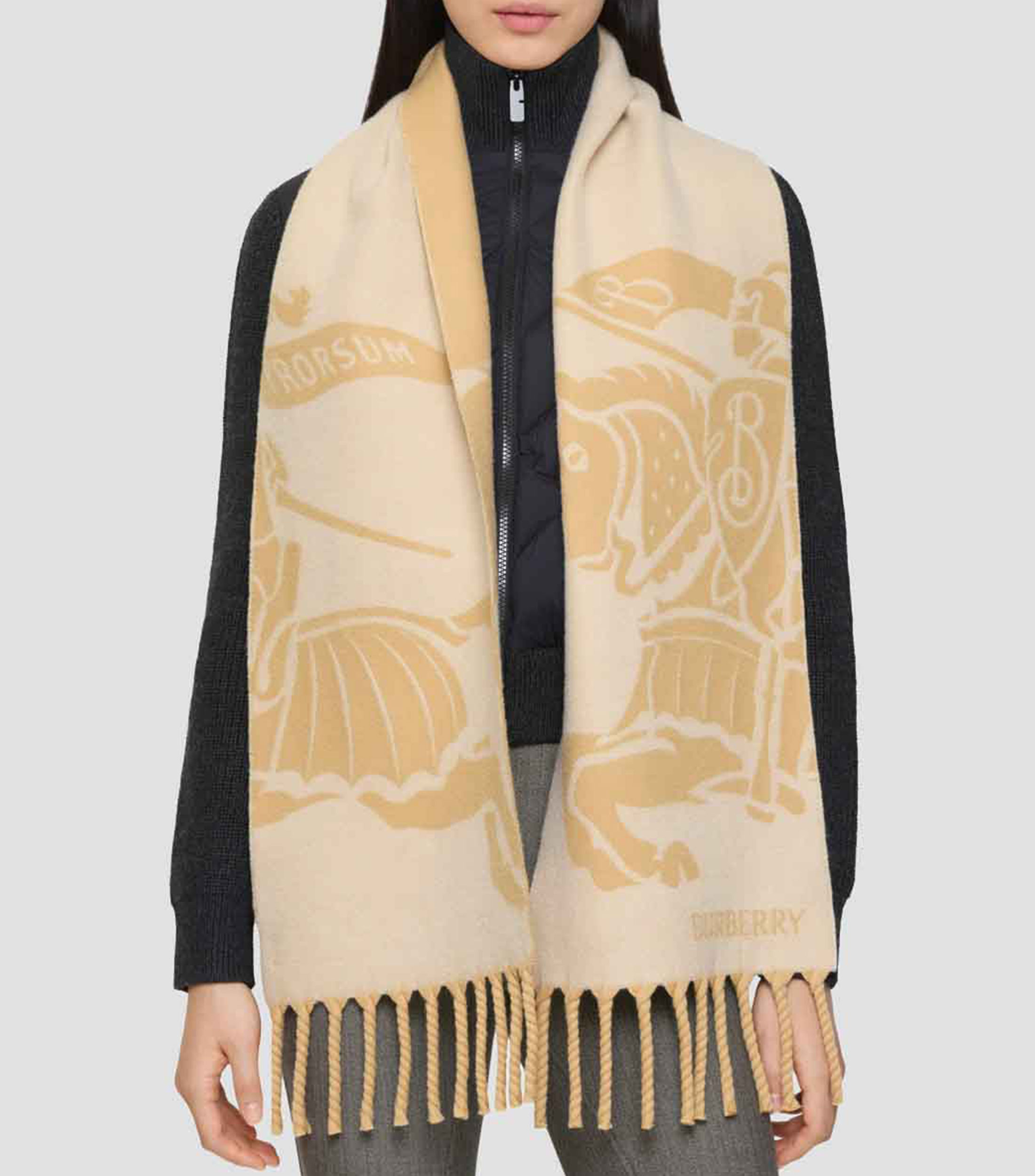 Bufanda beige estampada Unisex