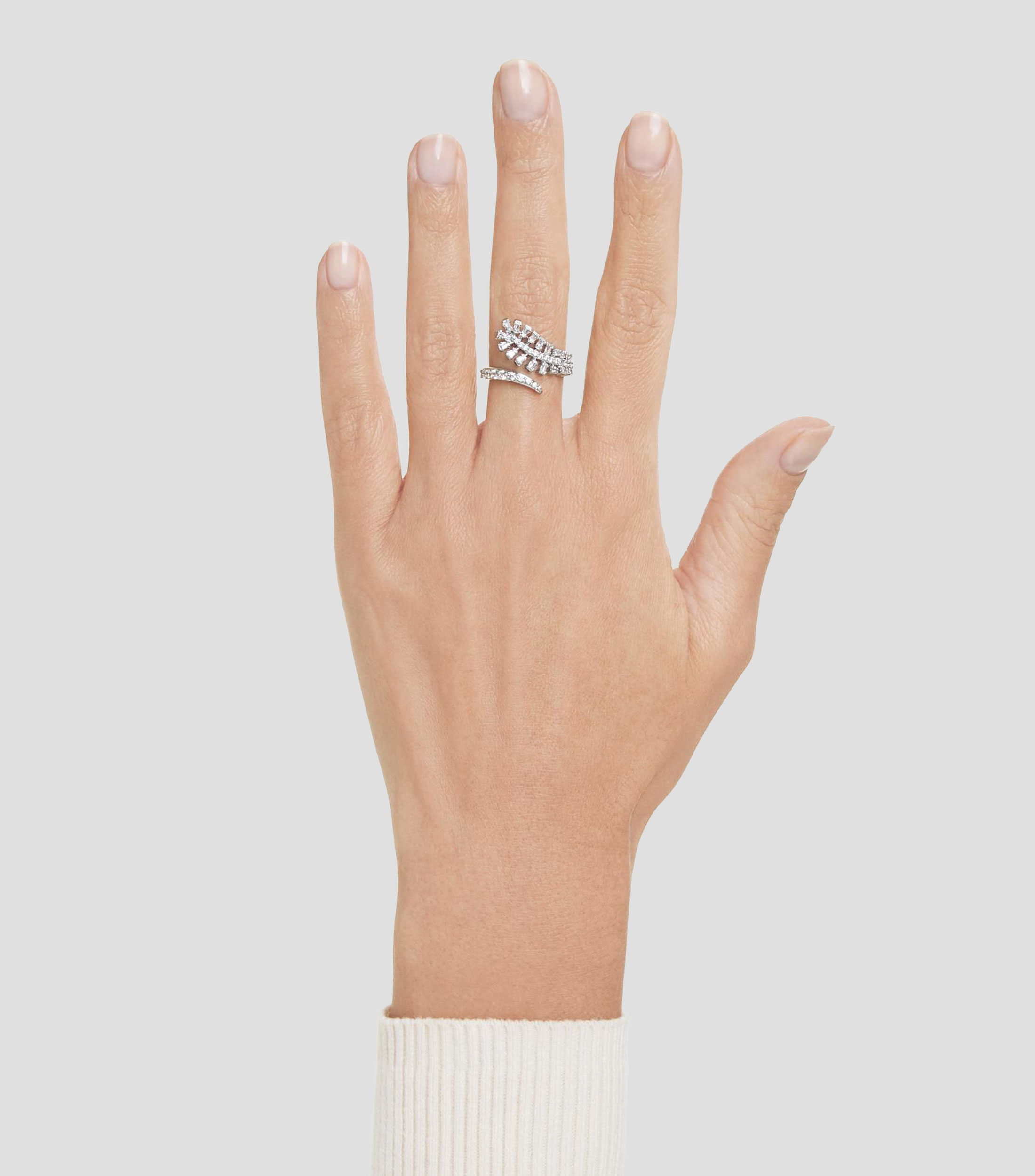 Anillo abierto Vienna Feather con Swarovski Zirconia Mujer