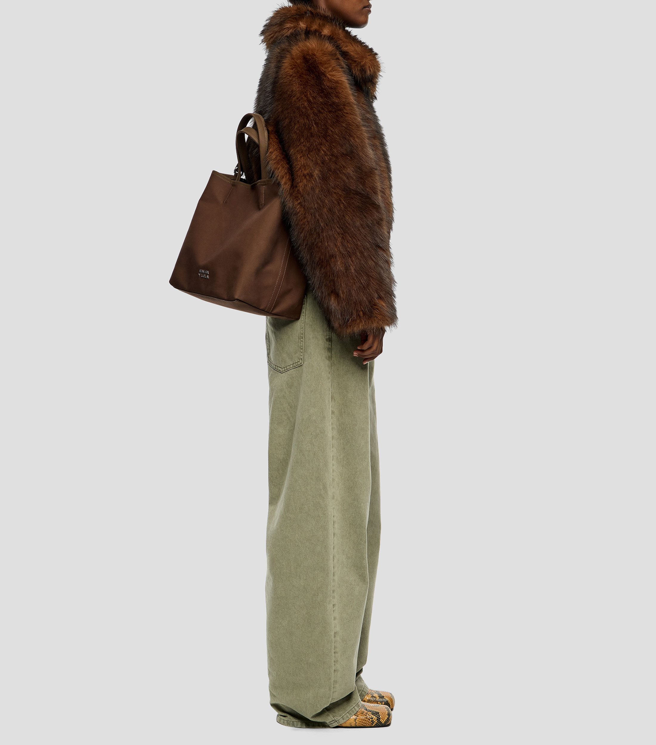 Bolsa tote Chihuahua grande caqui oscuro Mujer