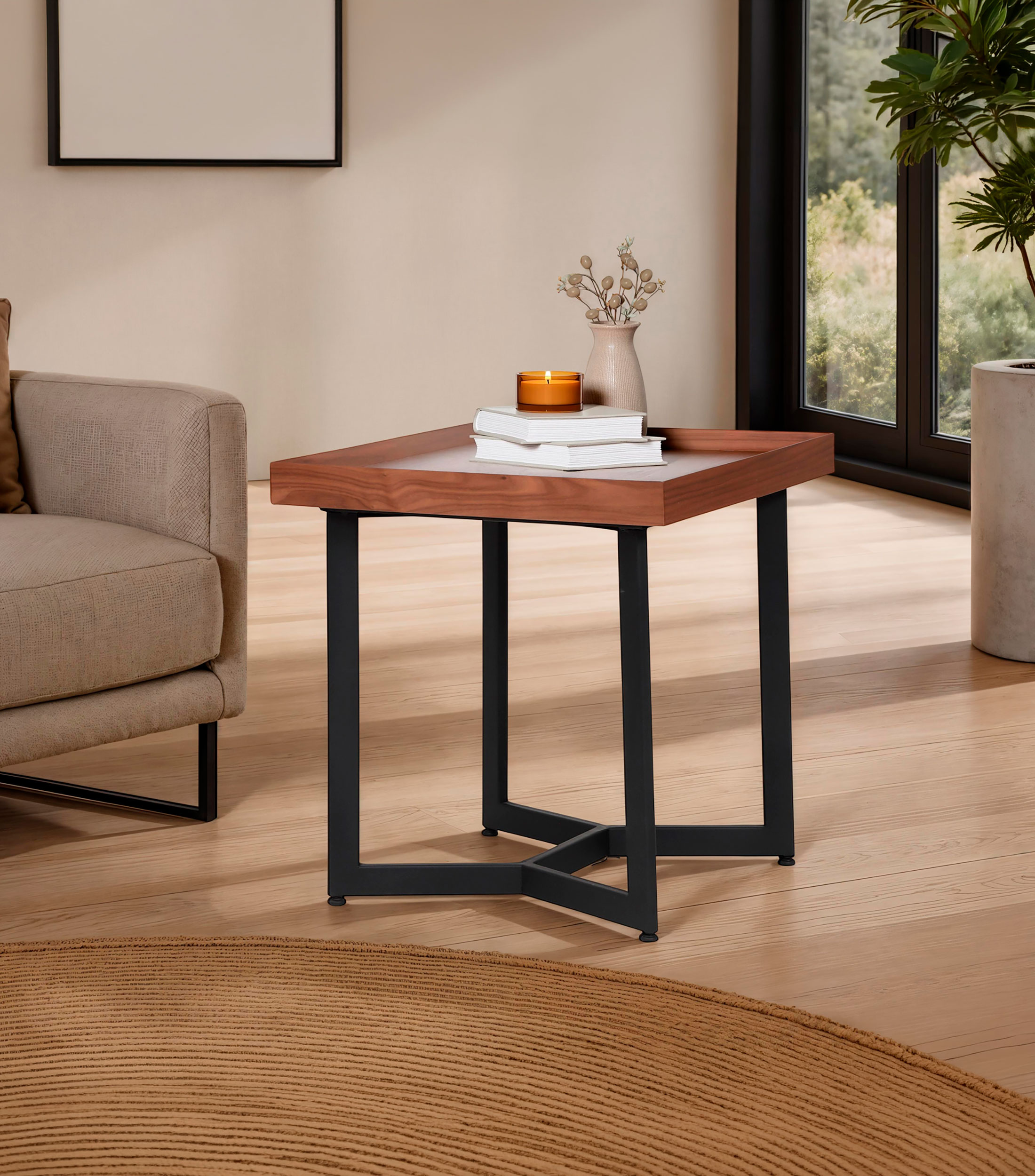 Mesa Lateral en Madera y Metal