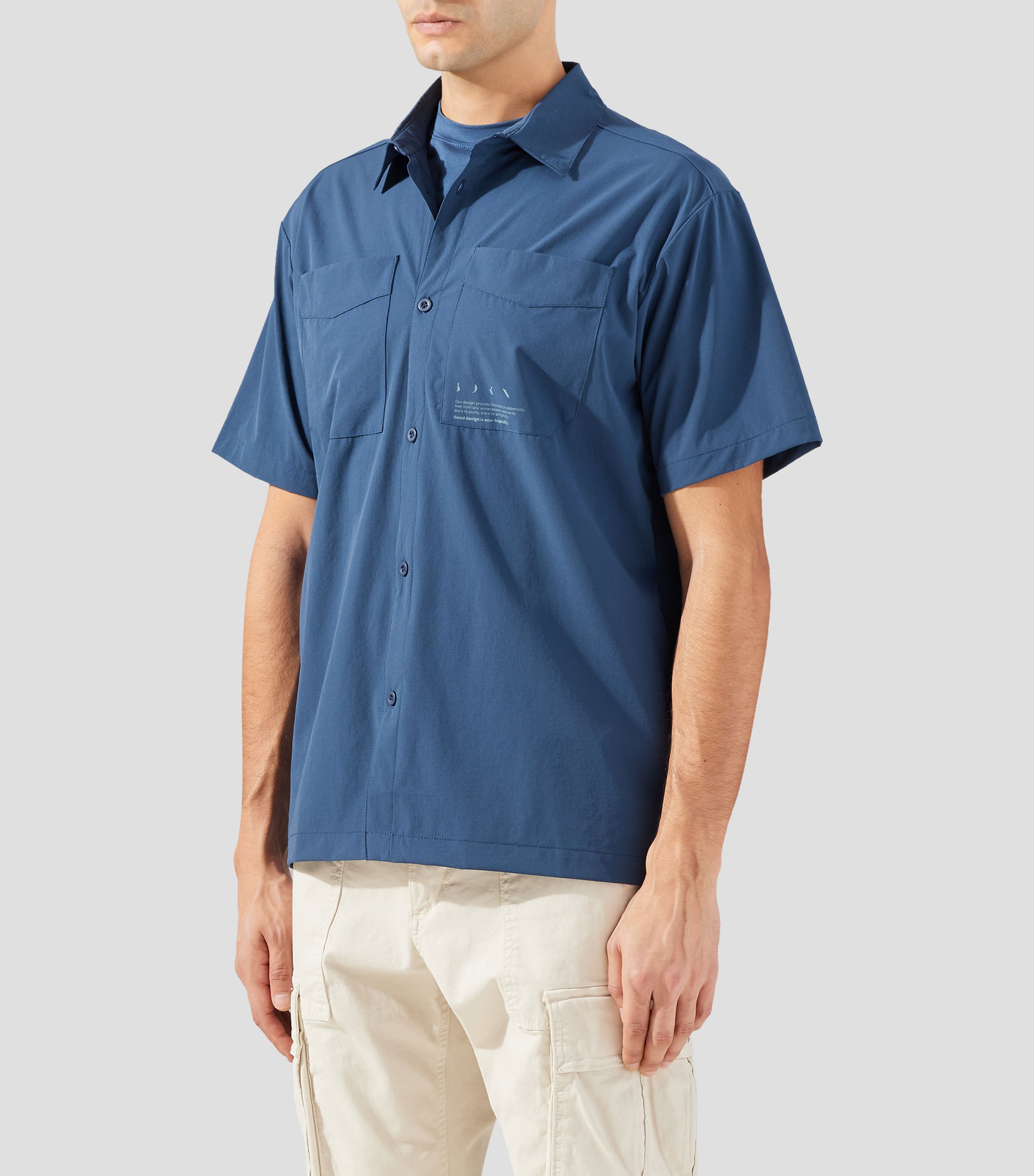 Camisa lisa manga corta Hombre