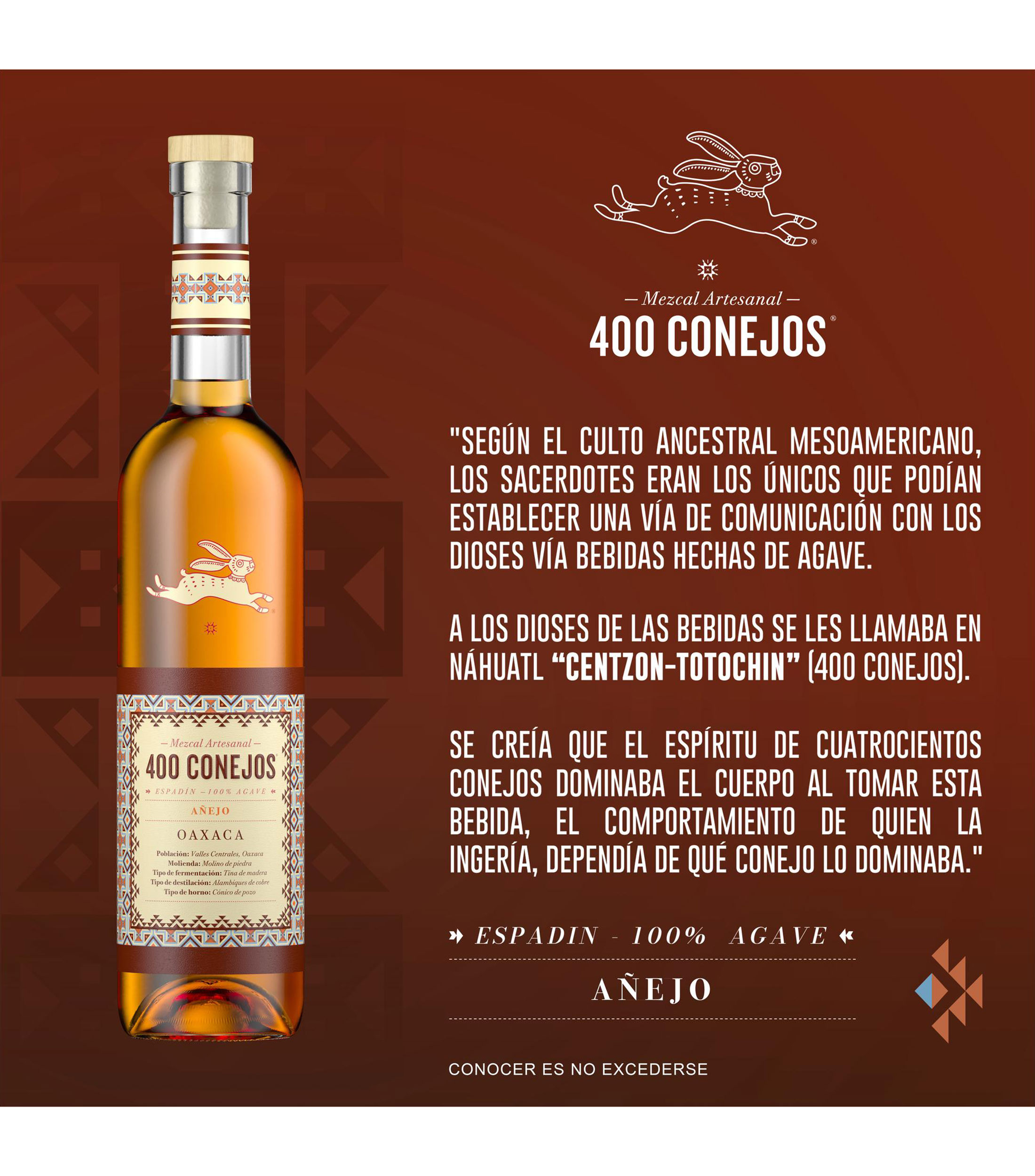 Mezcal Añejo 400 Conejos, 700 ml
