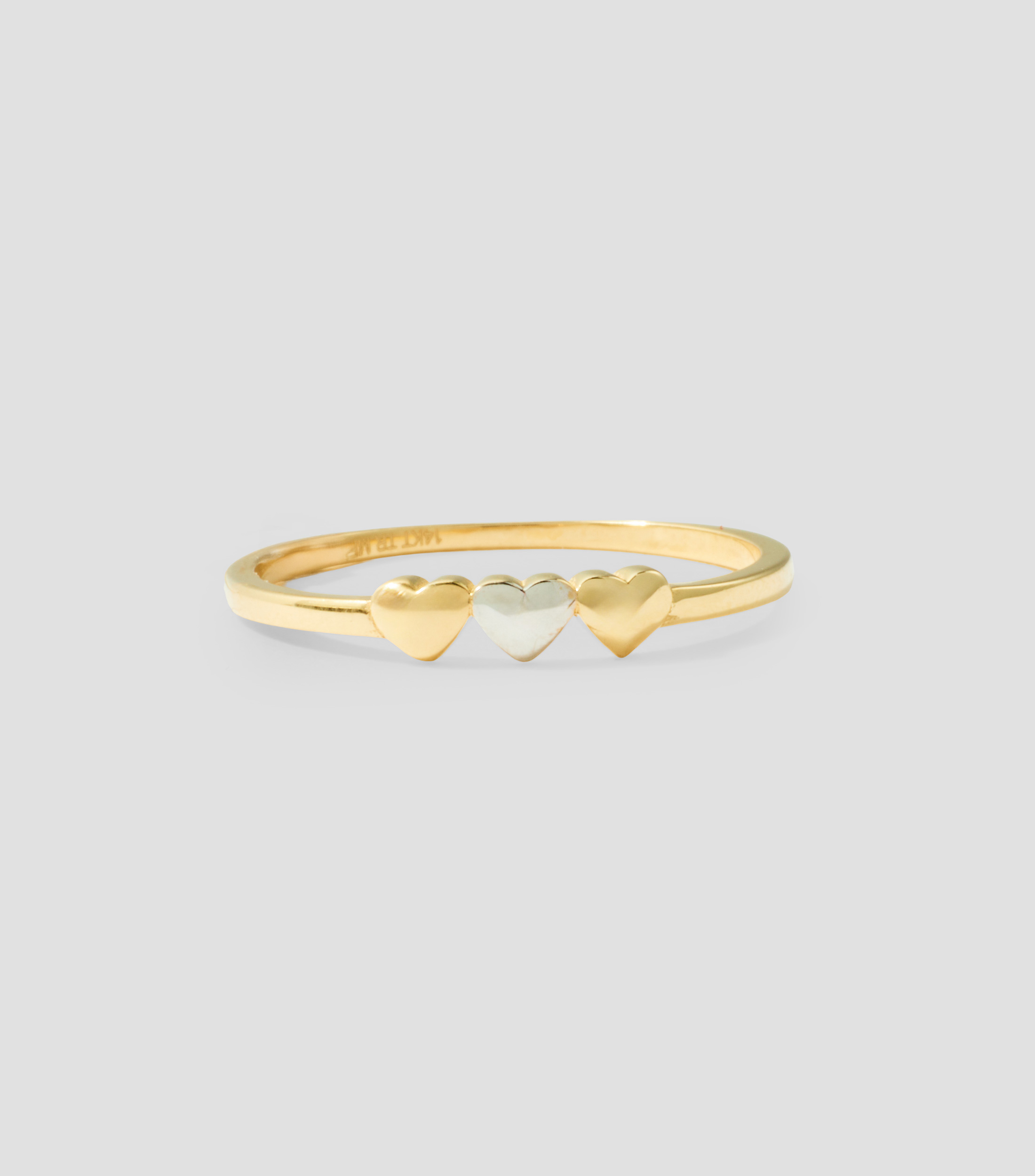 Anillo en oro de 14 kilates con corazones Mujer