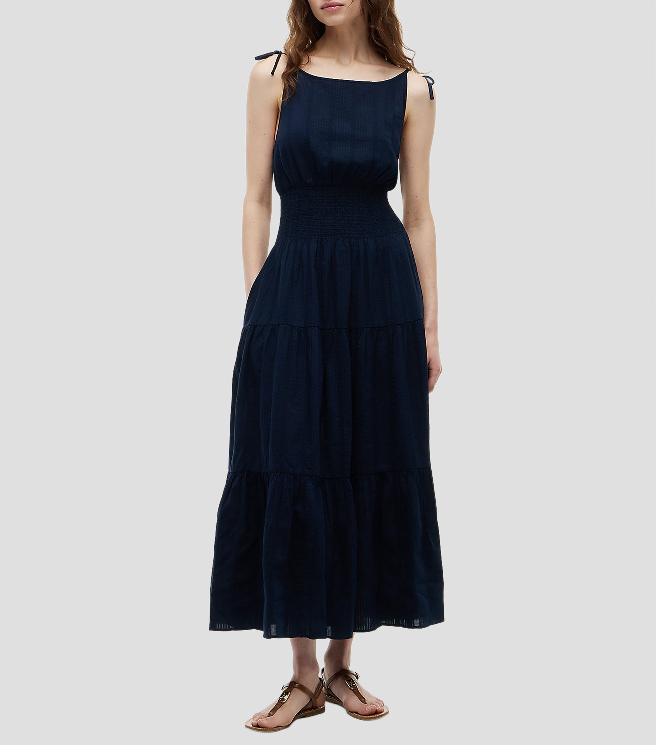 Vestido midi liso Mujer