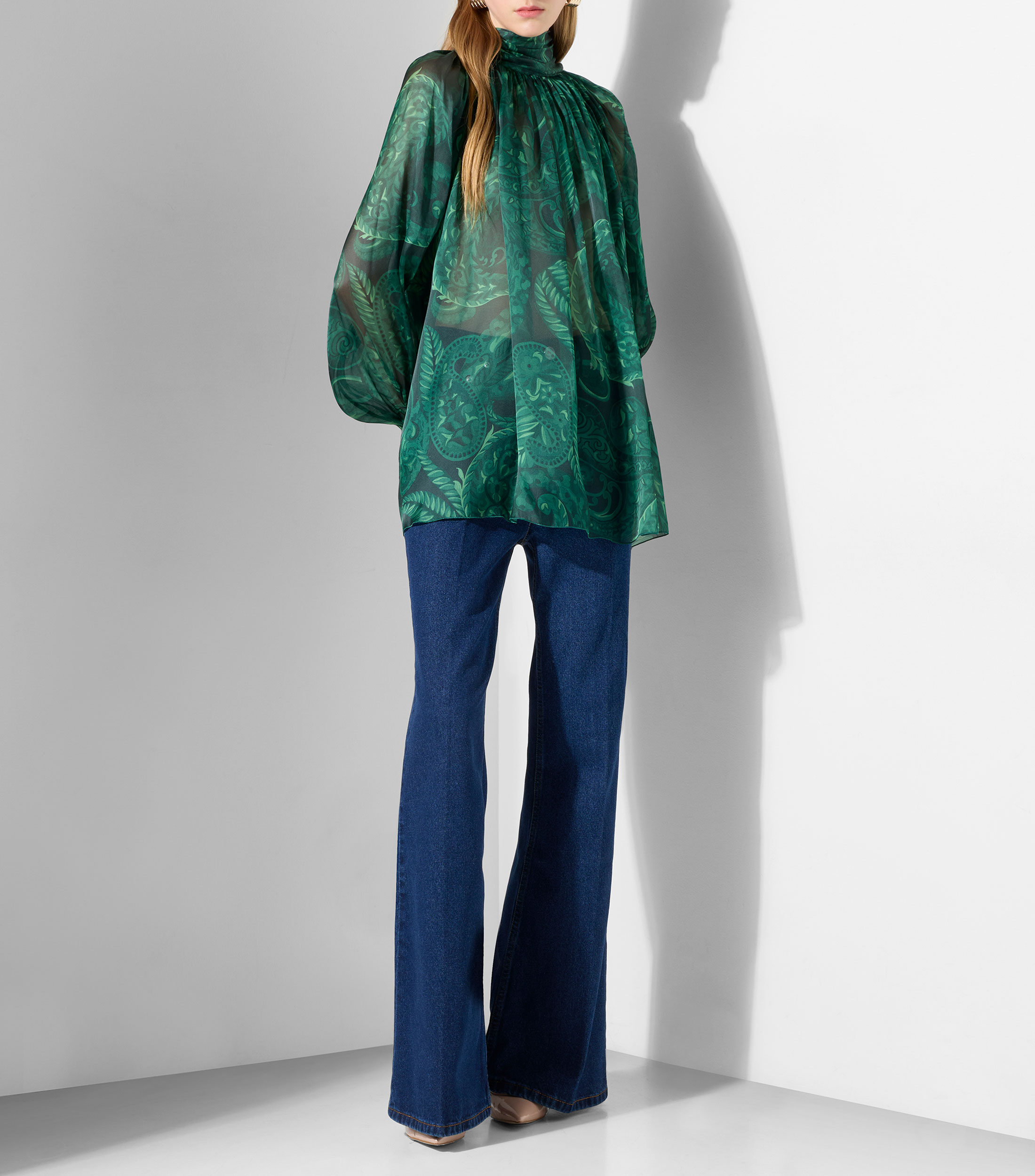 Blusa estampada manga larga Mujer