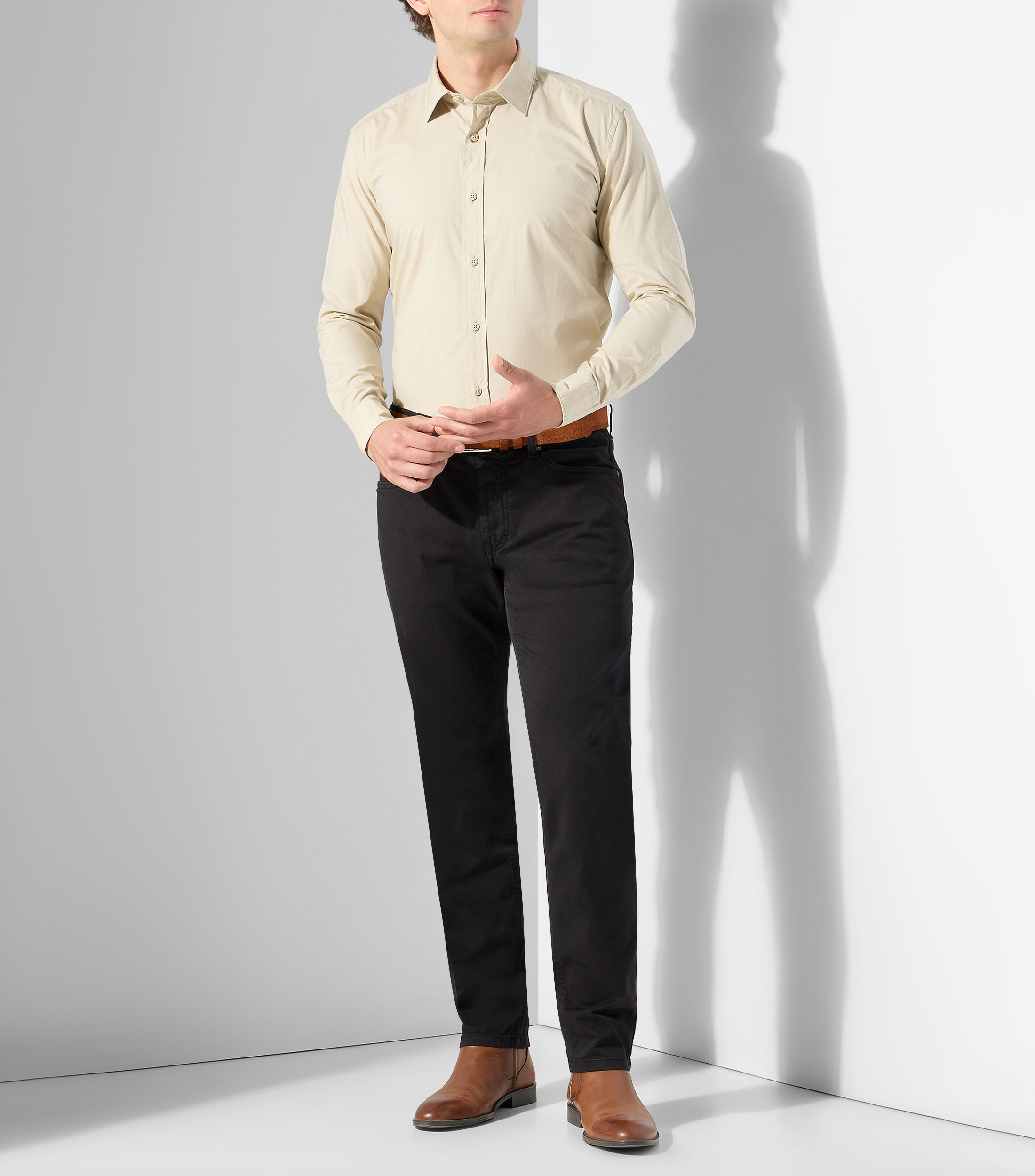 Camisa lisa manga larga Hombre