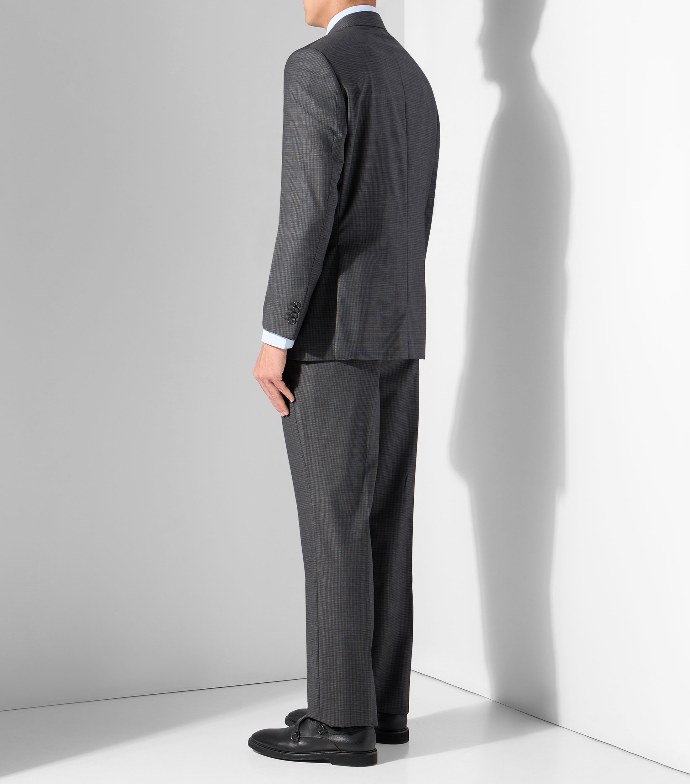 Traje de lana corte regular con microdiseño Hombre