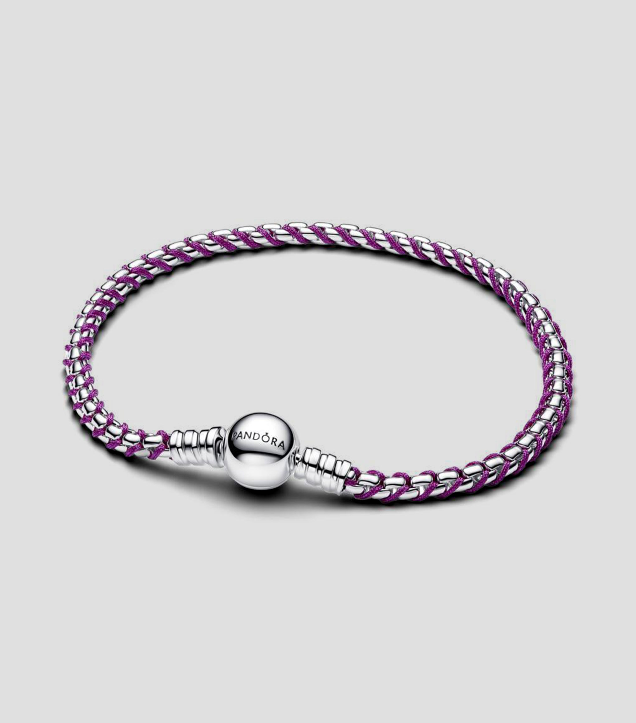 Brazalete en plata con cordón trenzado Mujer