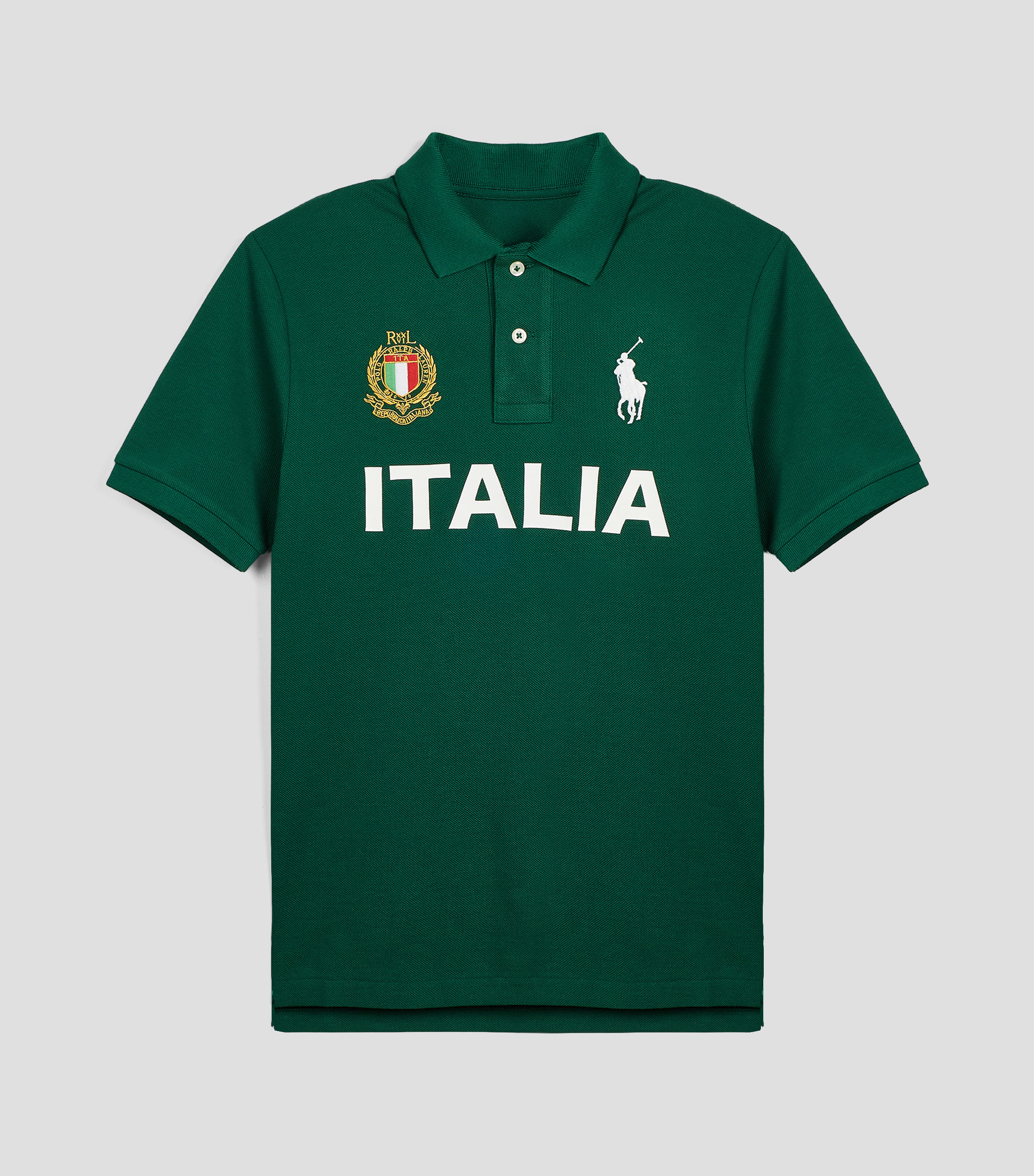 Playera tipo polo manga corta estampada Italia Niño