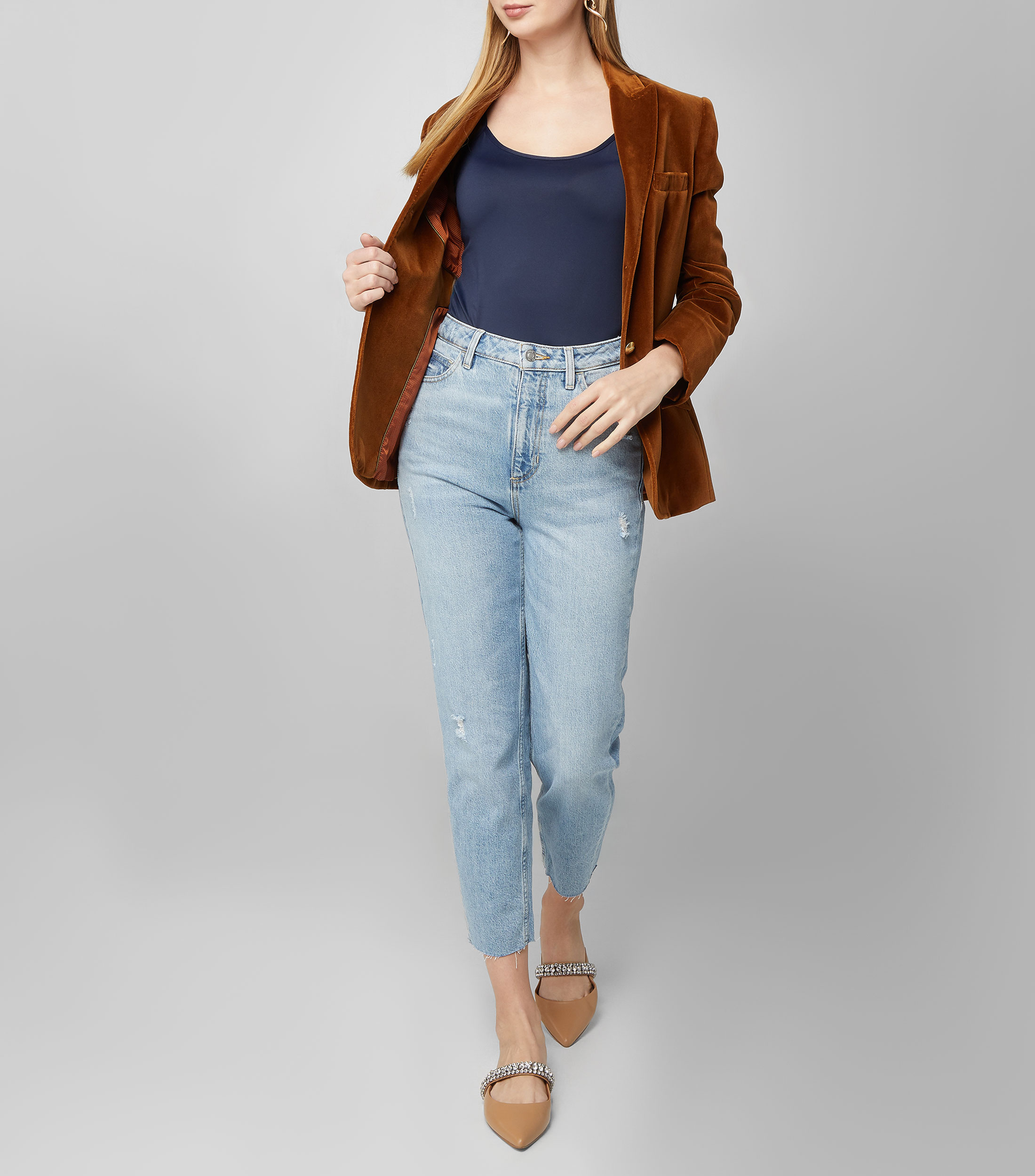 Jeans de corte Mom Mujer