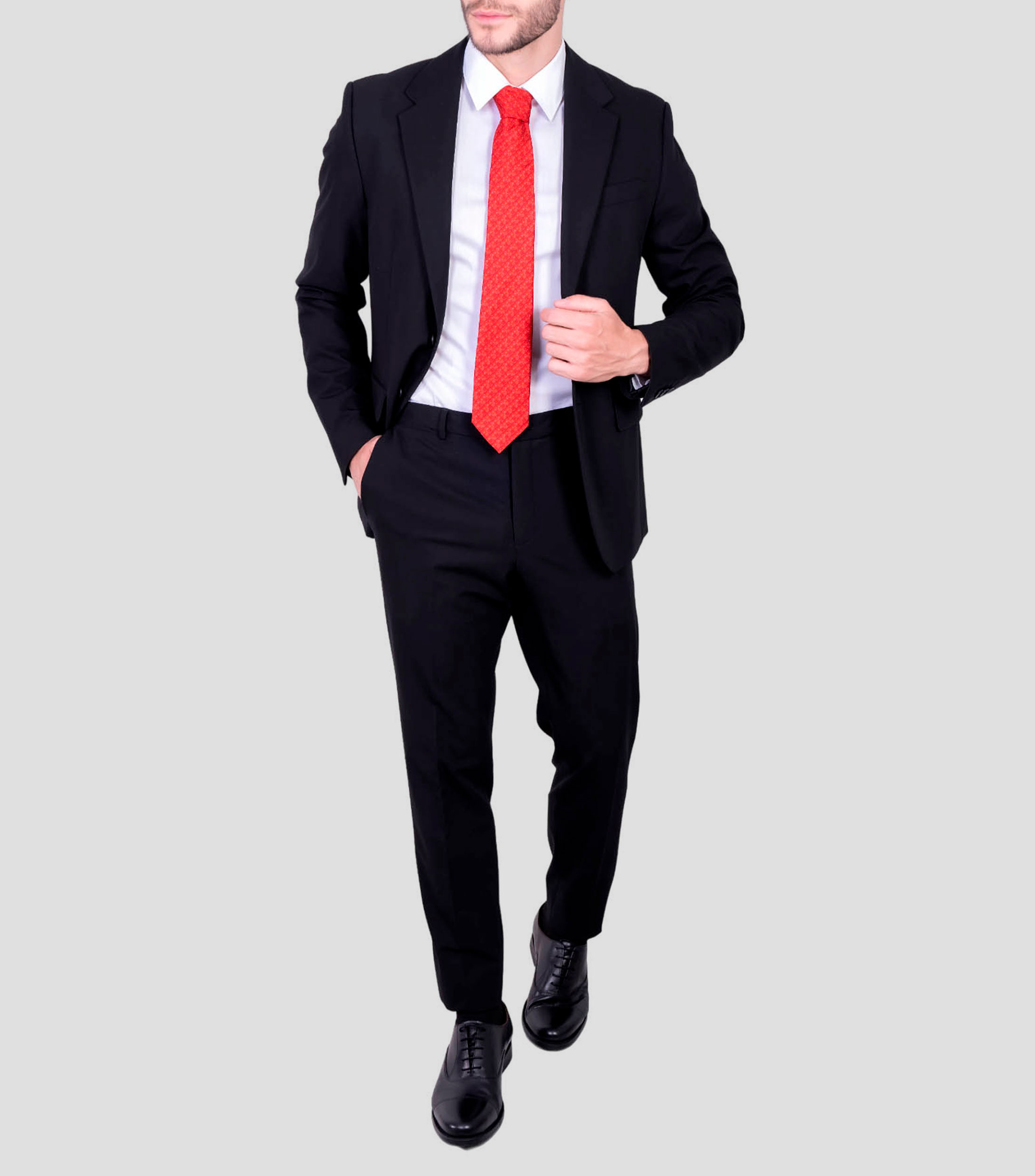 Corbata ancha de seda roja Chaac