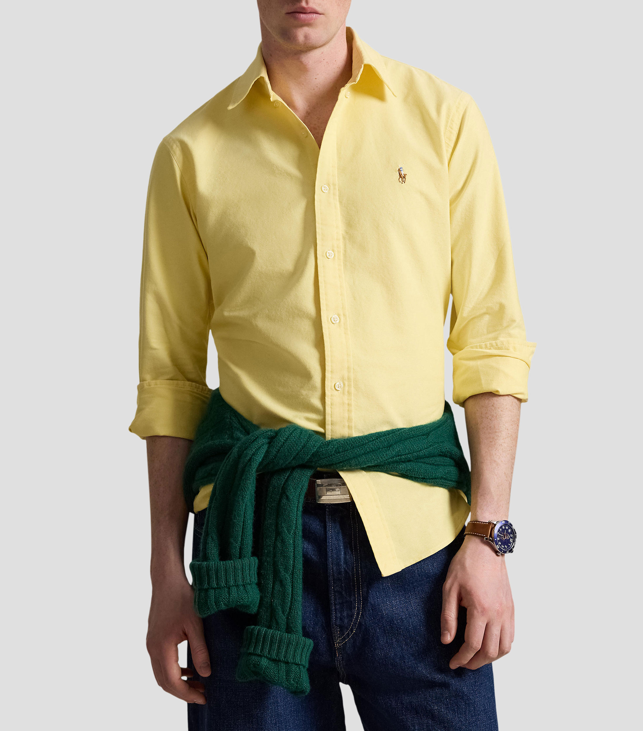 Camisa lisa manga larga Hombre