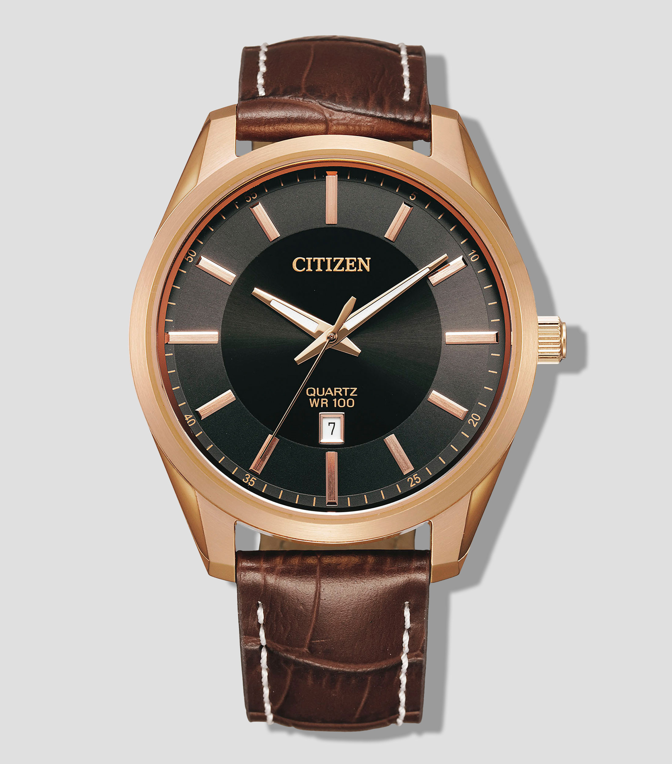 Reloj para Hombre Quartz casual tono oro rosa, café