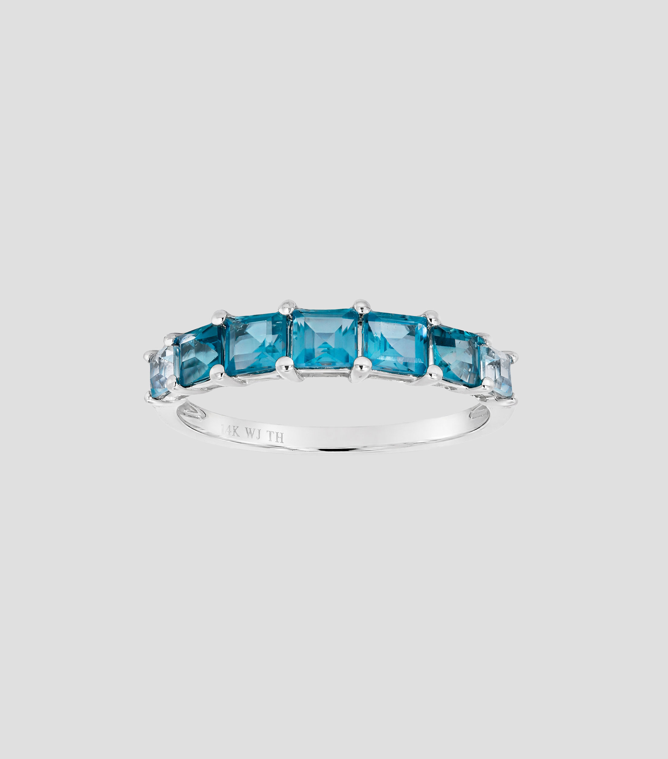 Anillo churumbela en oro blanco de 14 kilates con topacios Mujer