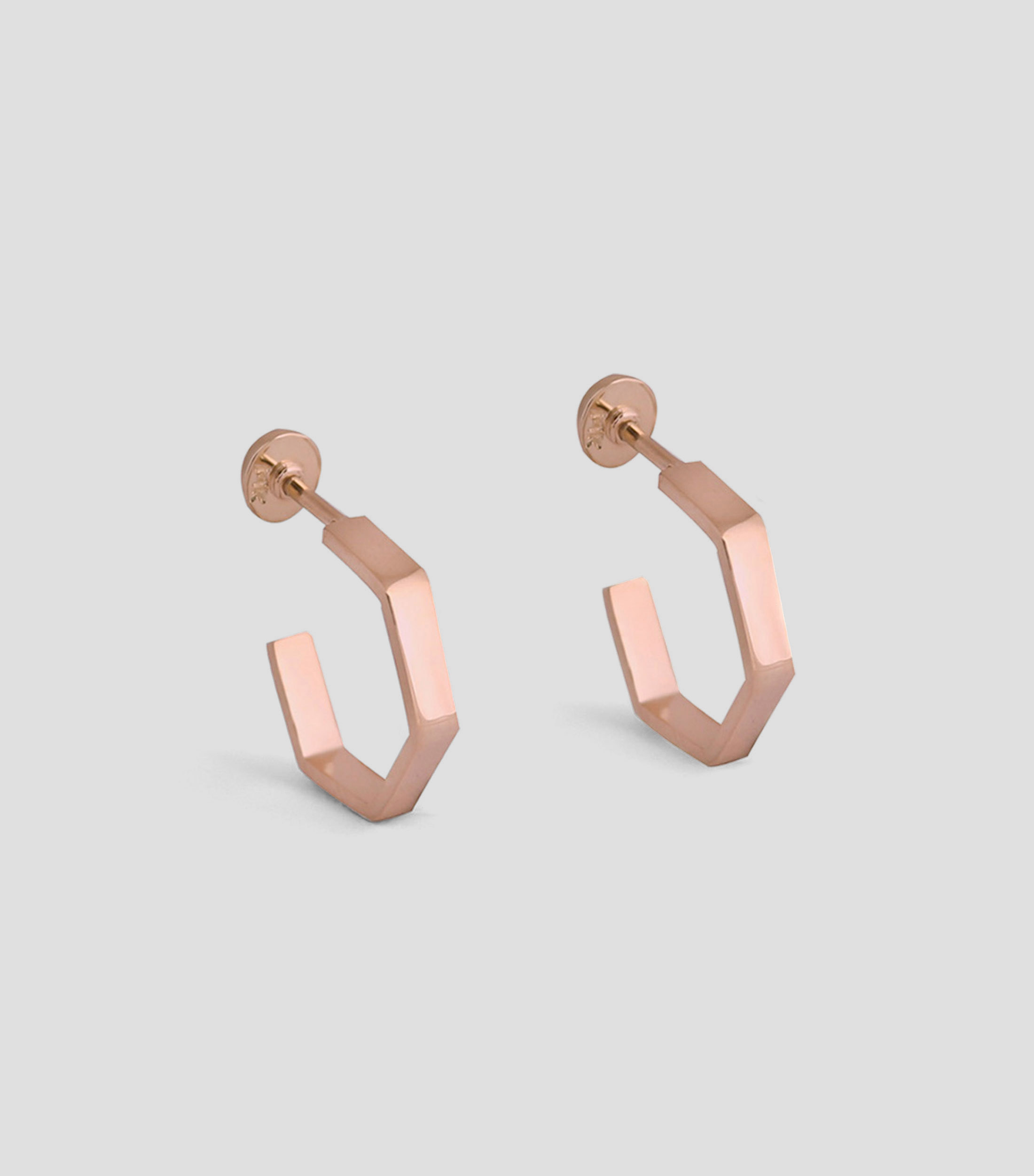 Aretes en oro rosa de 14 kilates de hexágono Carlota Mujer