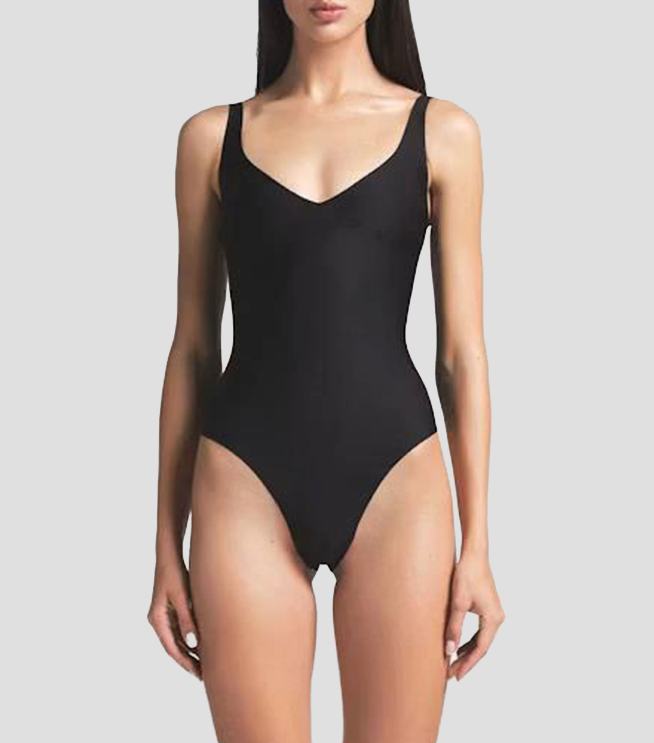 Body cuello en V liso sin mangas Mujer