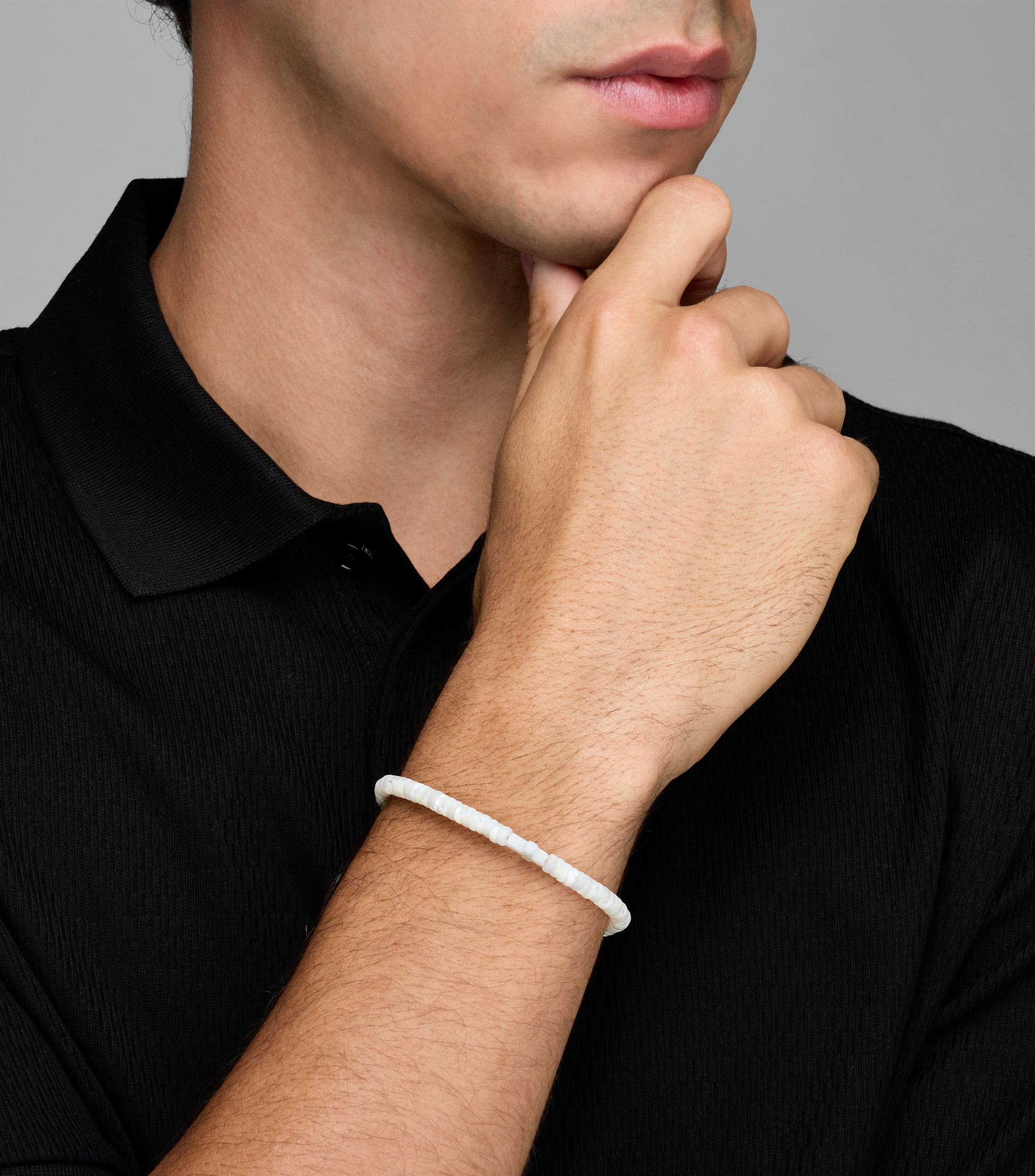 Pulsera con cruz de madre perla Hombre