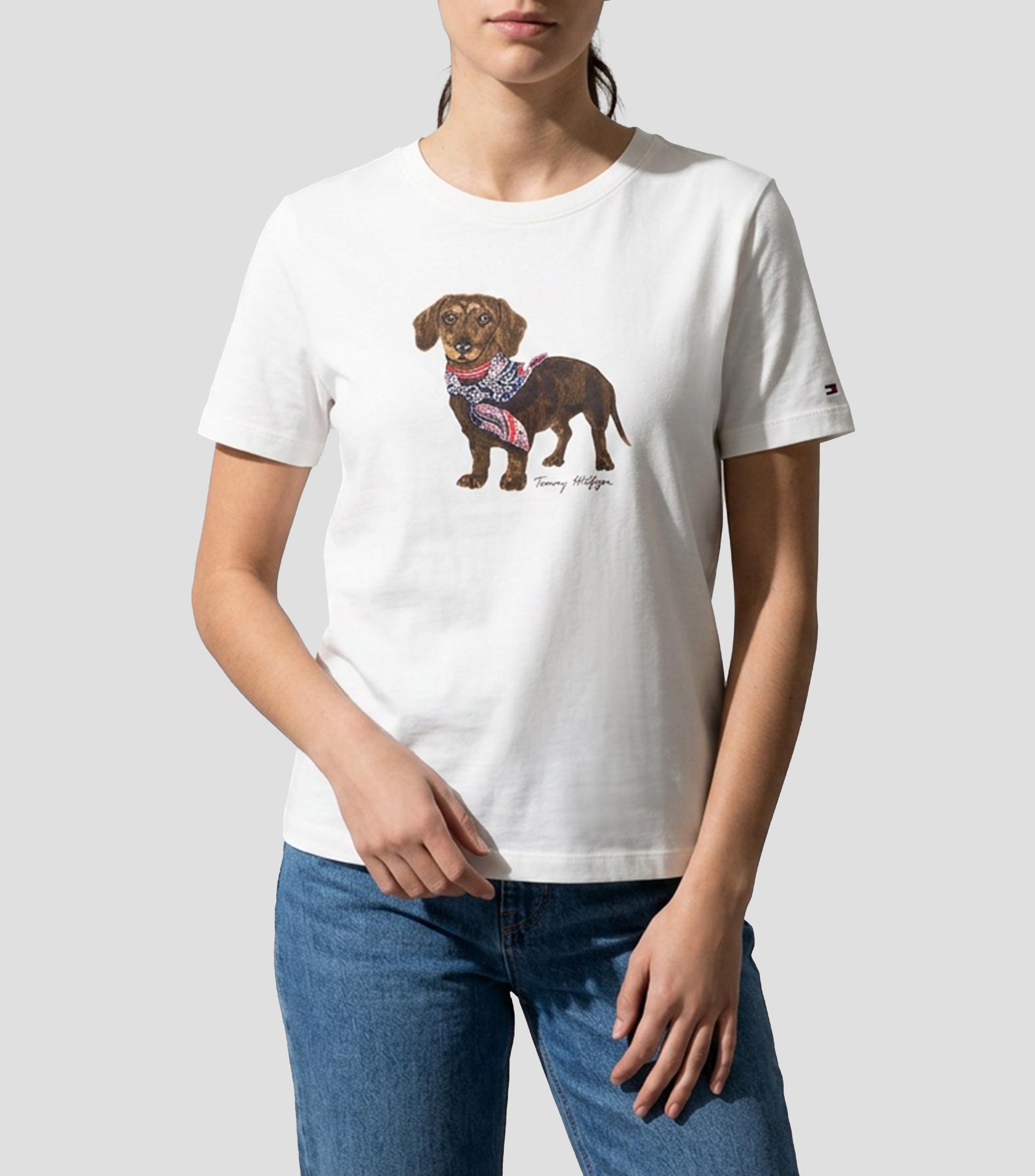 Playera cuello redondo manga corta con estampado Mujer
