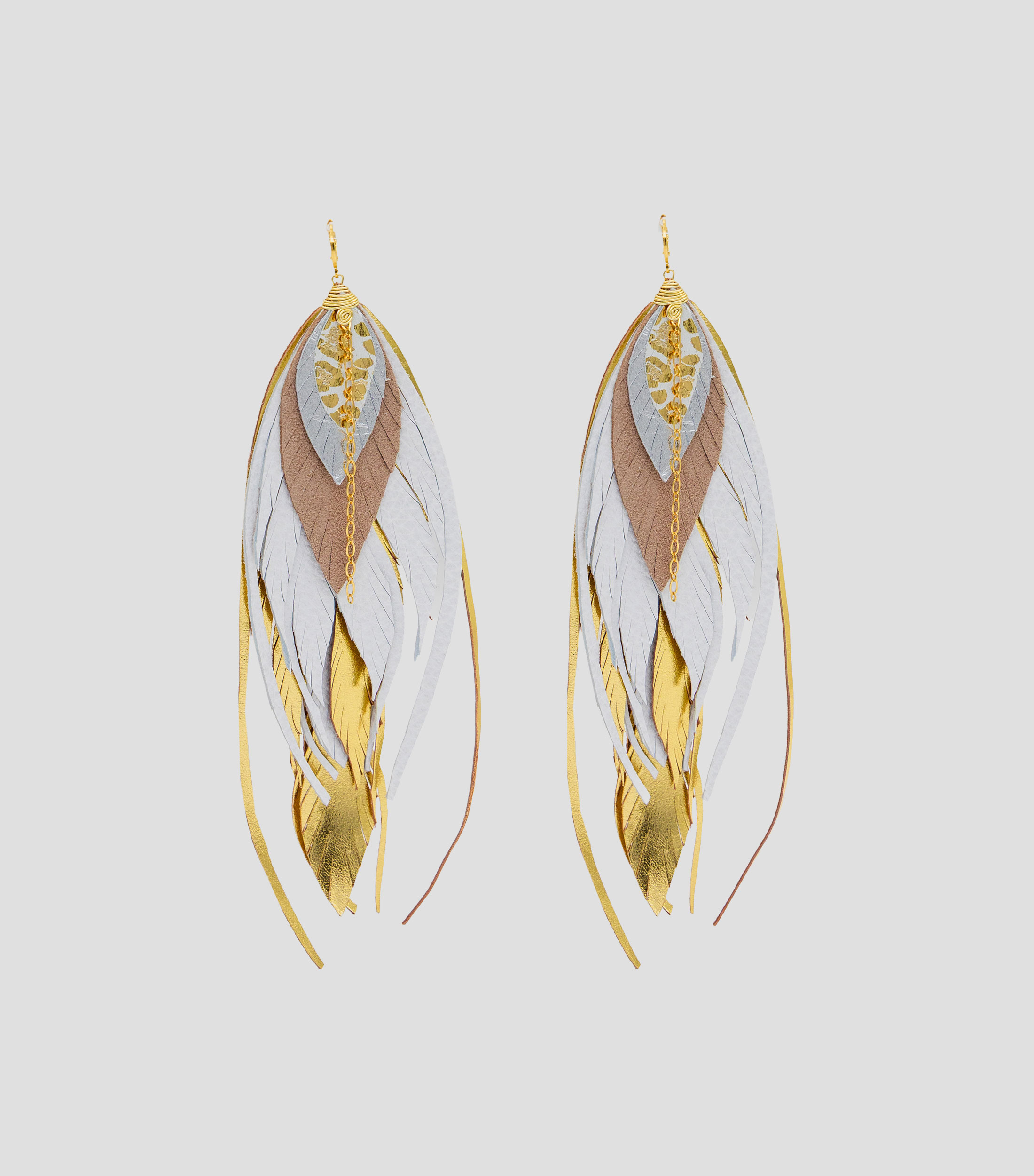 Aretes garza blanca Mujer