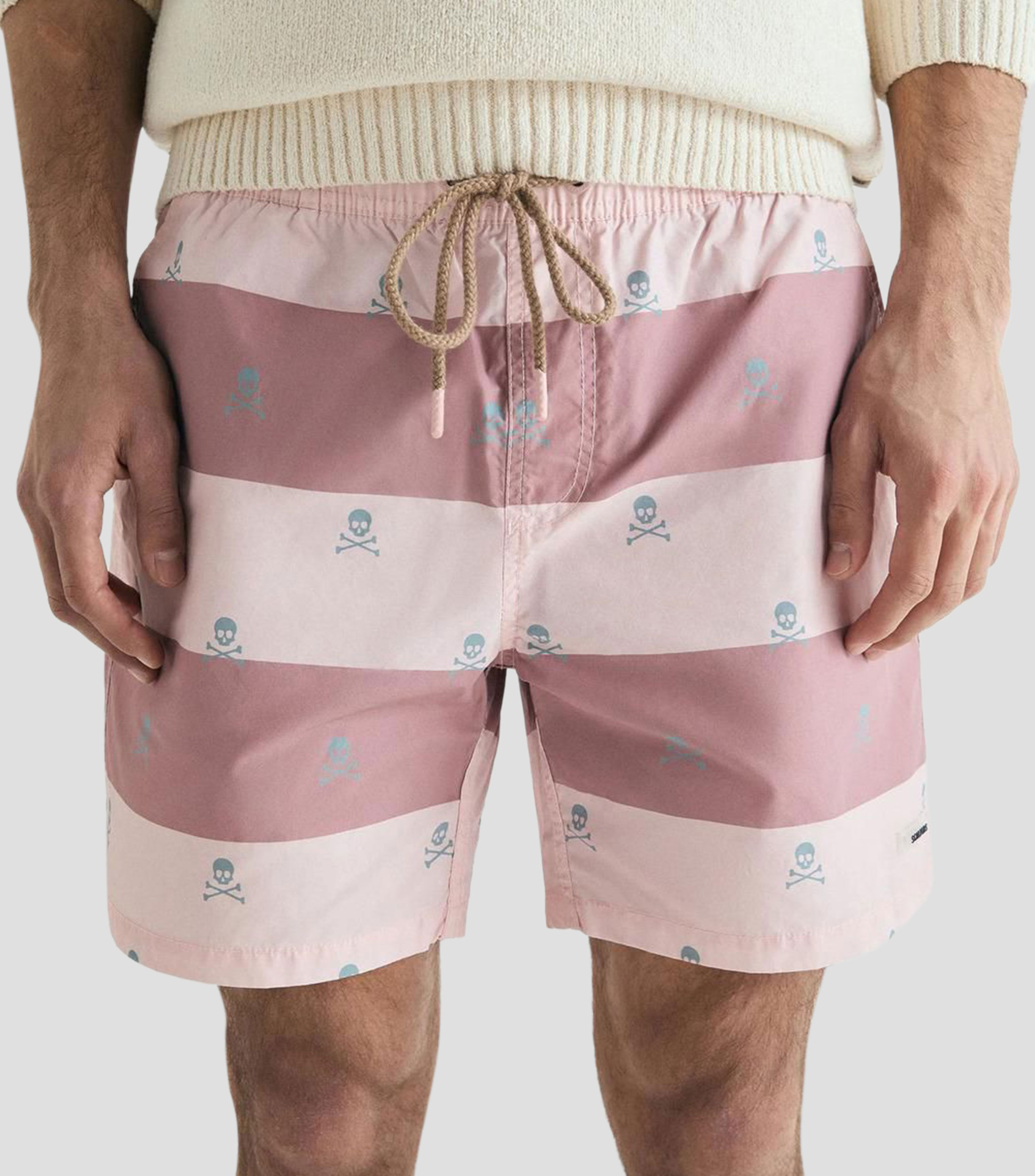 Traje de baño corto Skull rayas Hombre
