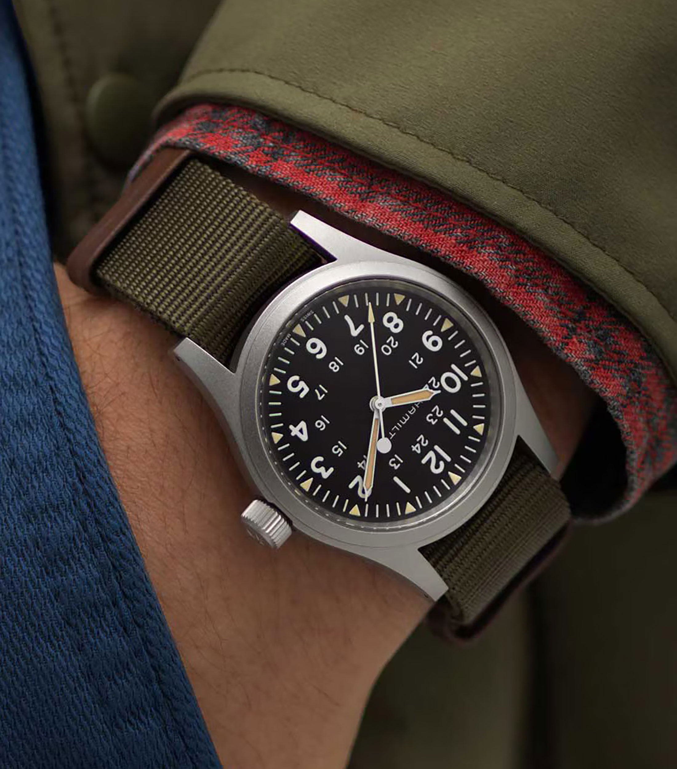Reloj Unisex Khaki Field Mechanical Casual, Plateado