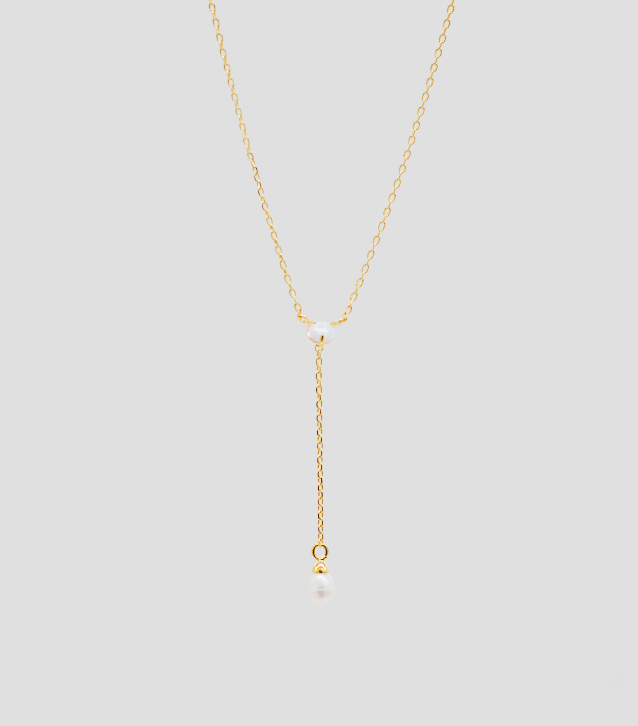 Collar lagrimita con perla y ópalo Mujer
