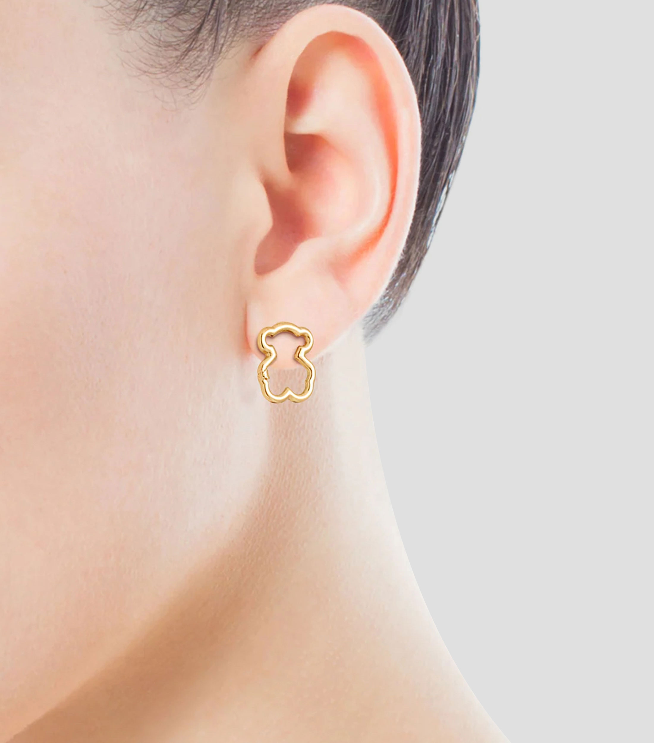Aretes en oro amarillo 18 kilates con forma de oso Hold Mujer