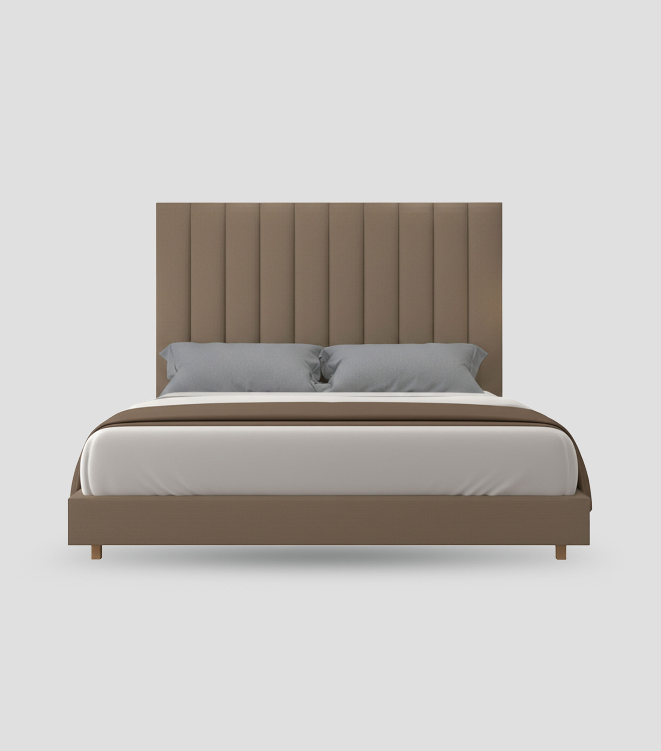 Cama King Size Alta Gamuzzeta Tabaco en tela