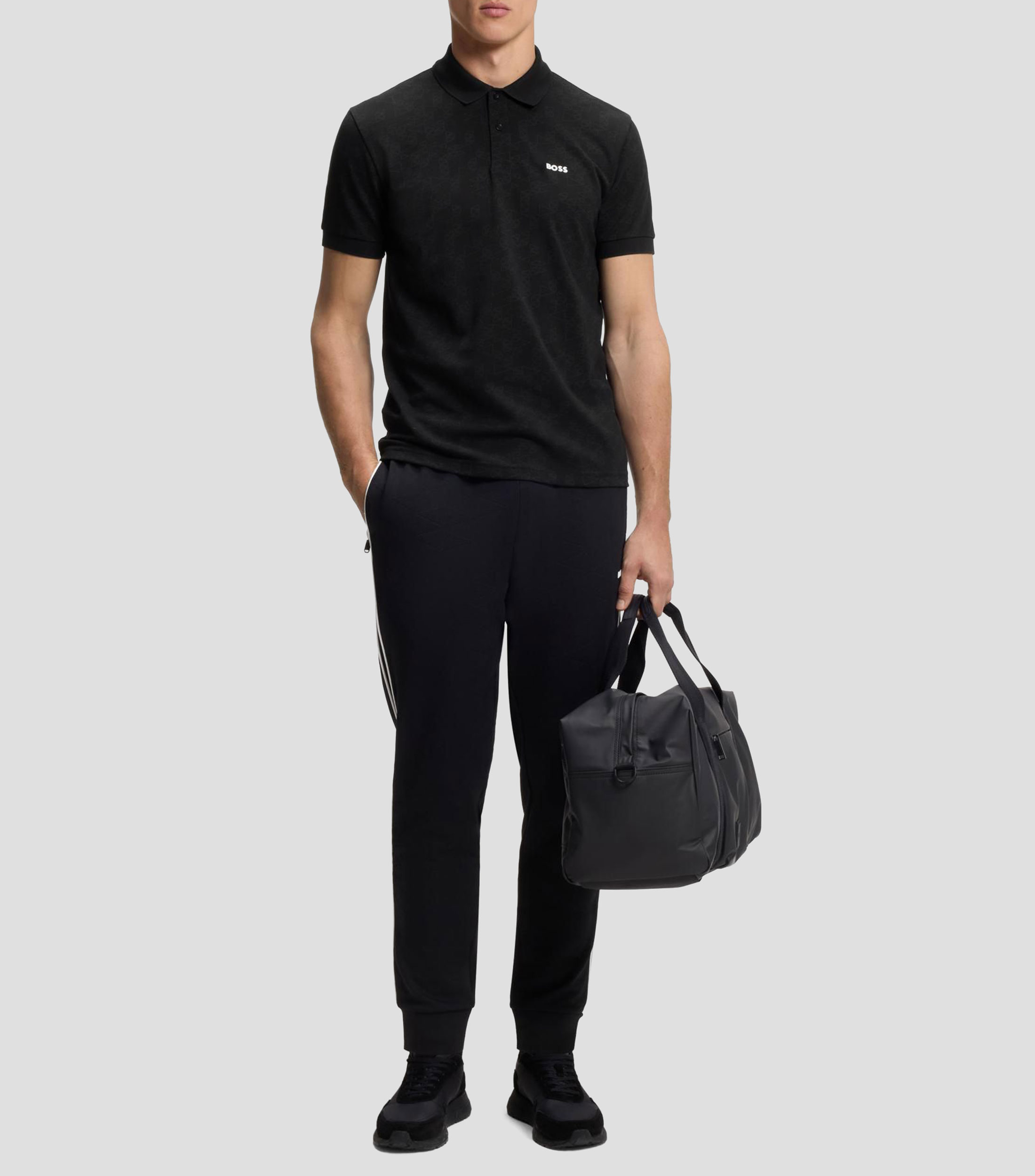 Playera tipo polo de piqué de algodón con estampado integral Hombre