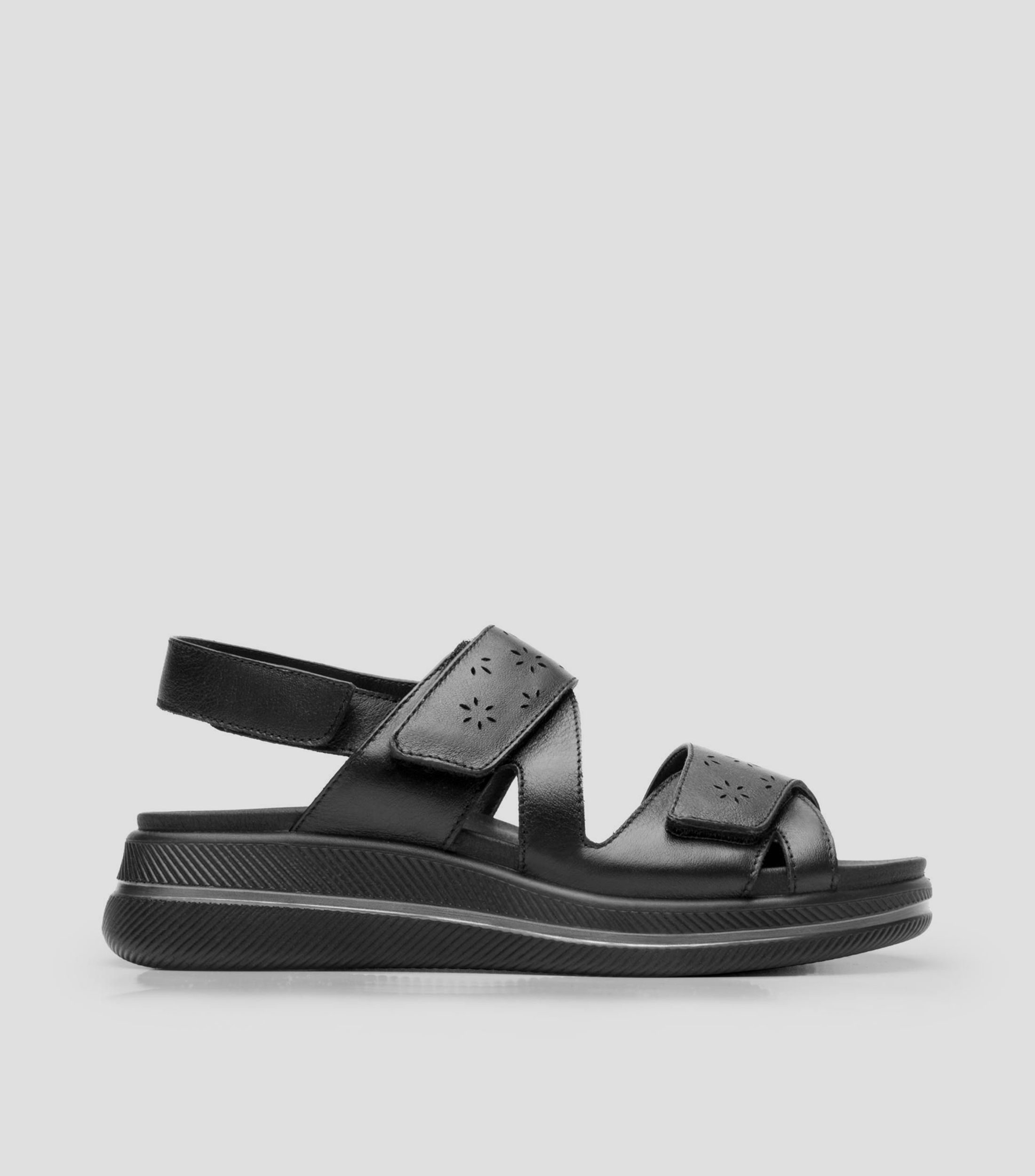 Sandalias de tacón bajo ancho en piel Vanya Mujer