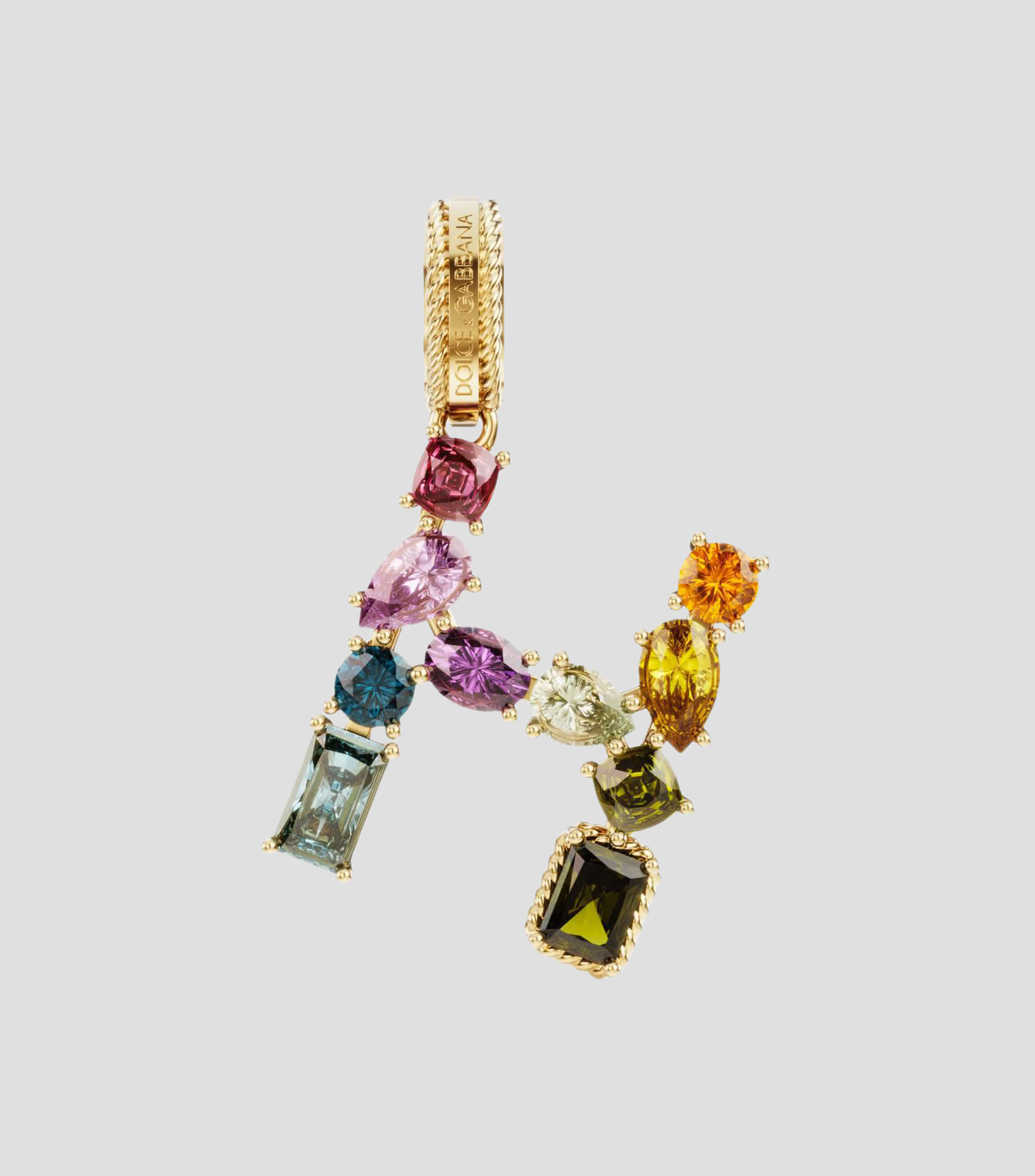 Charm Mini Letra H en Oro de 18 Kilates con gemas naturales Mujer