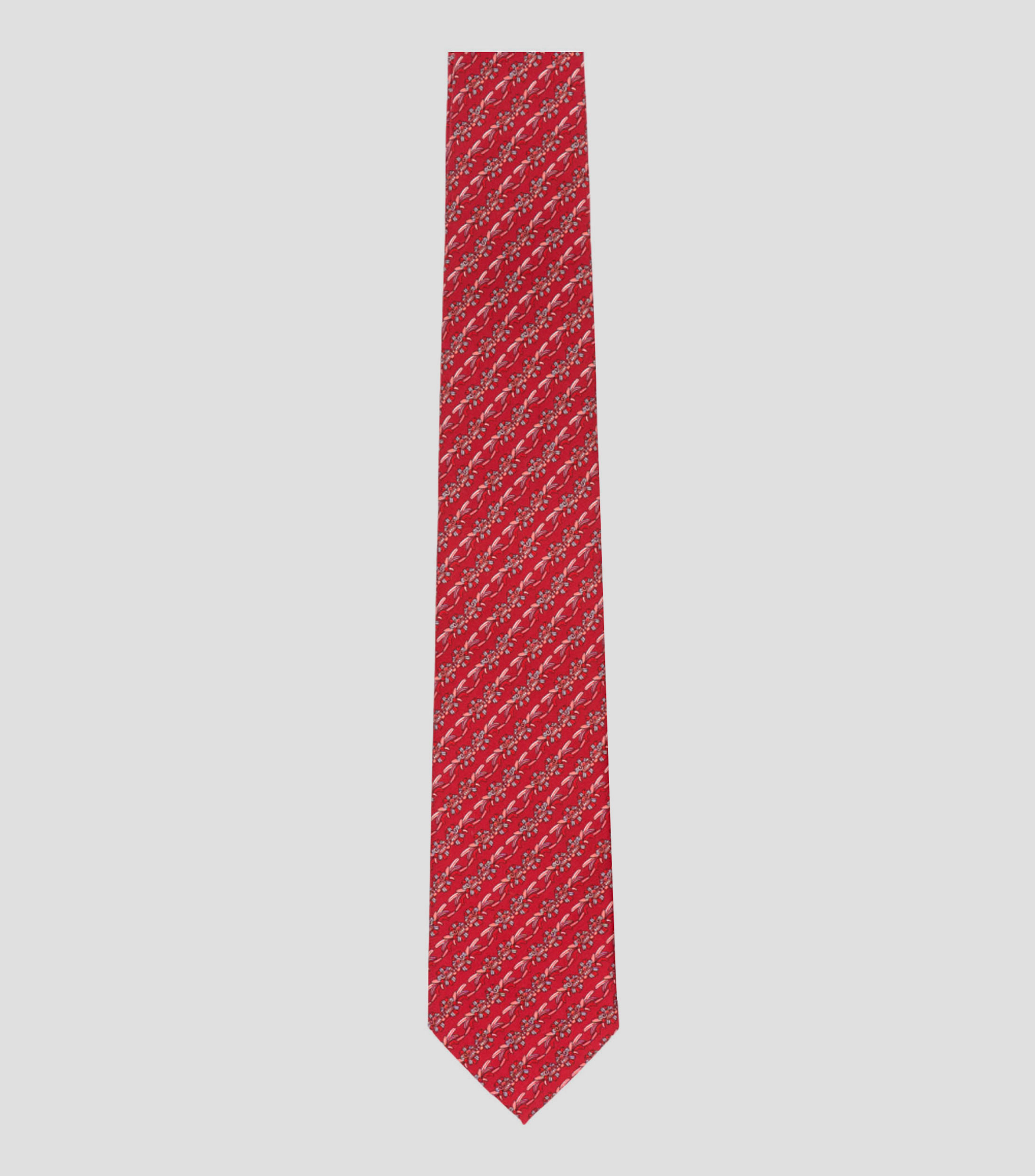 Corbata ancha en seda rojo quemado estampada Quetzalcóatl