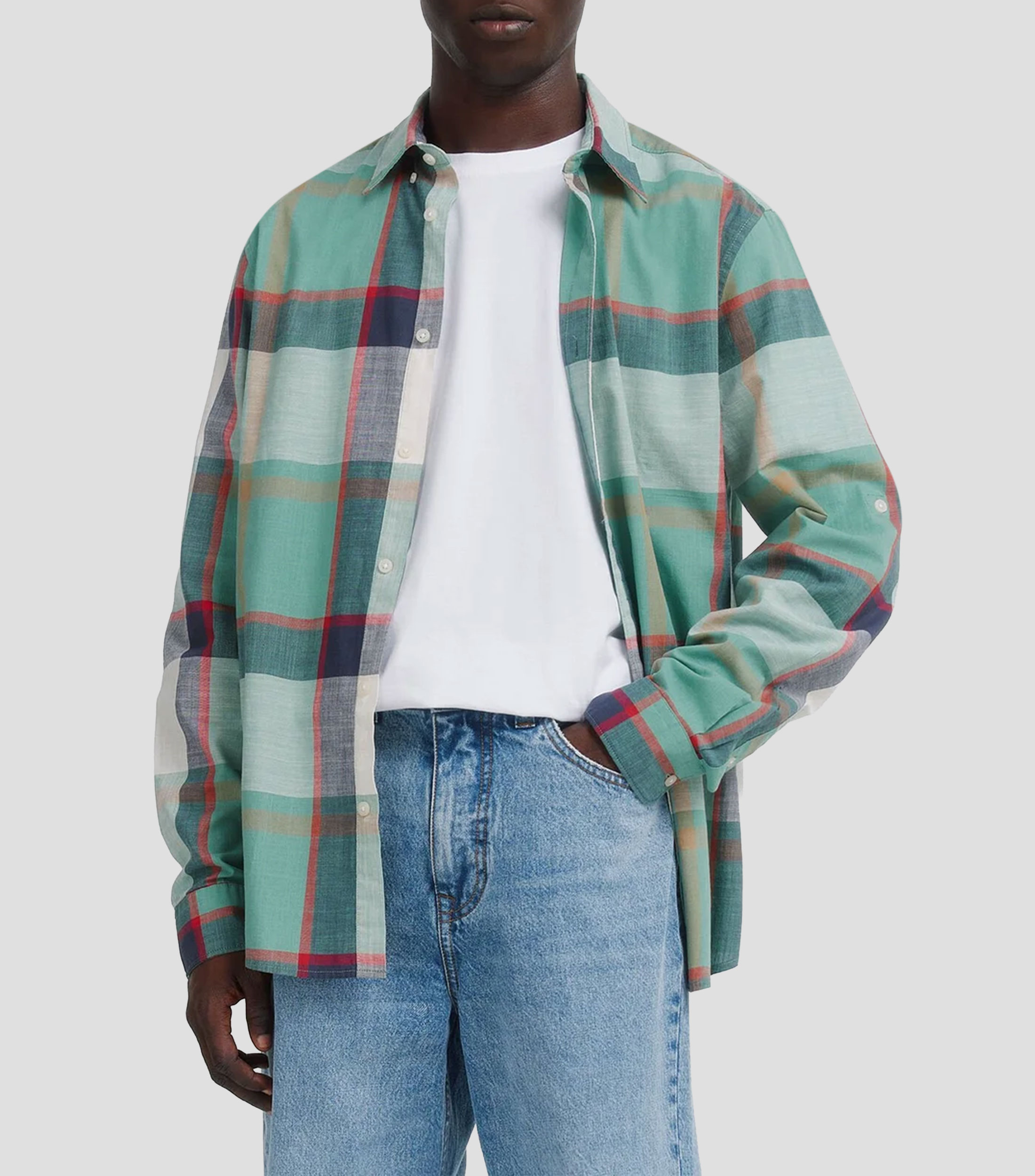 Camisa cuadros manga larga Hombre
