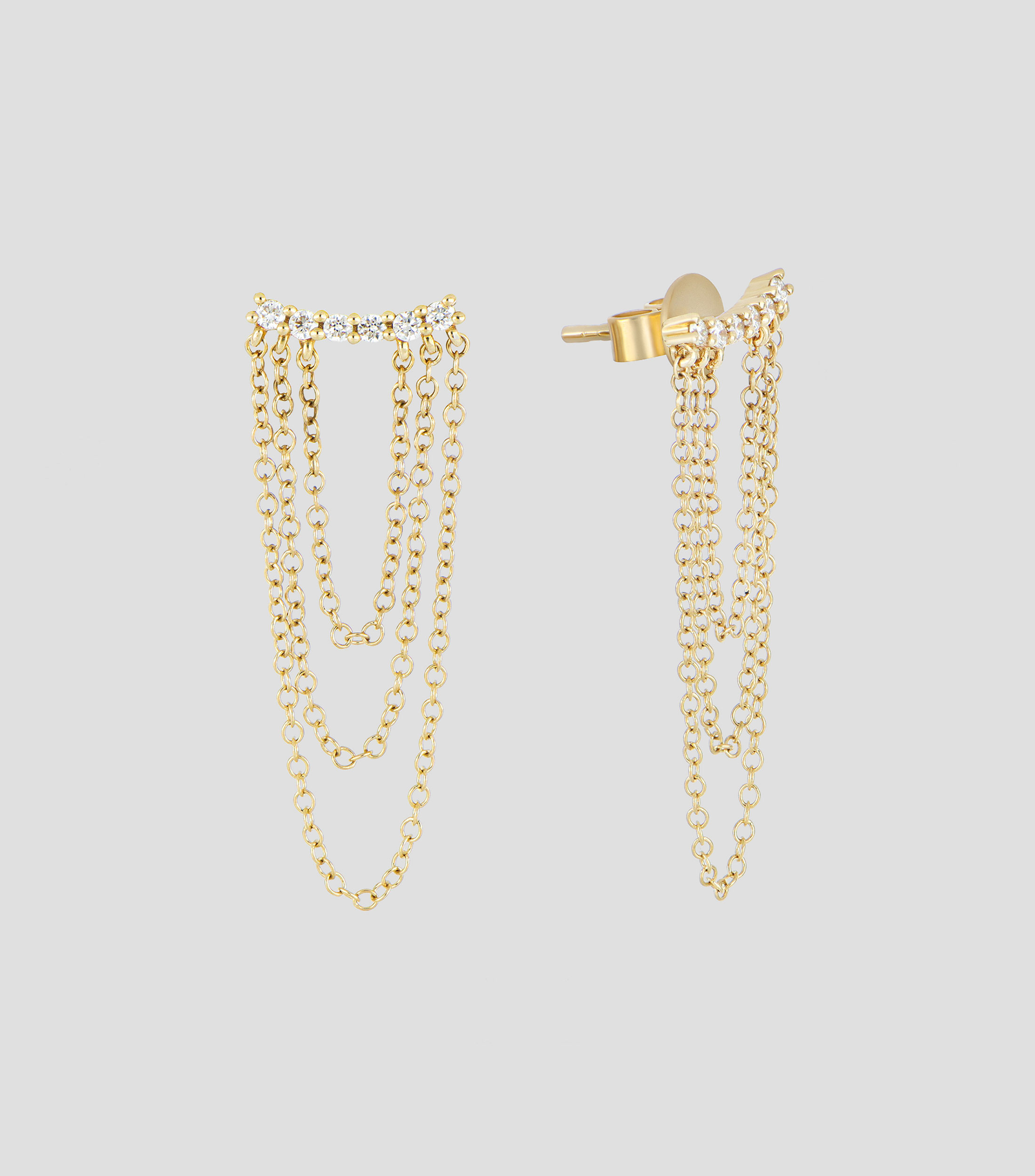 Aretes en oro amarillo de 14 kilates con diamantes Mujer