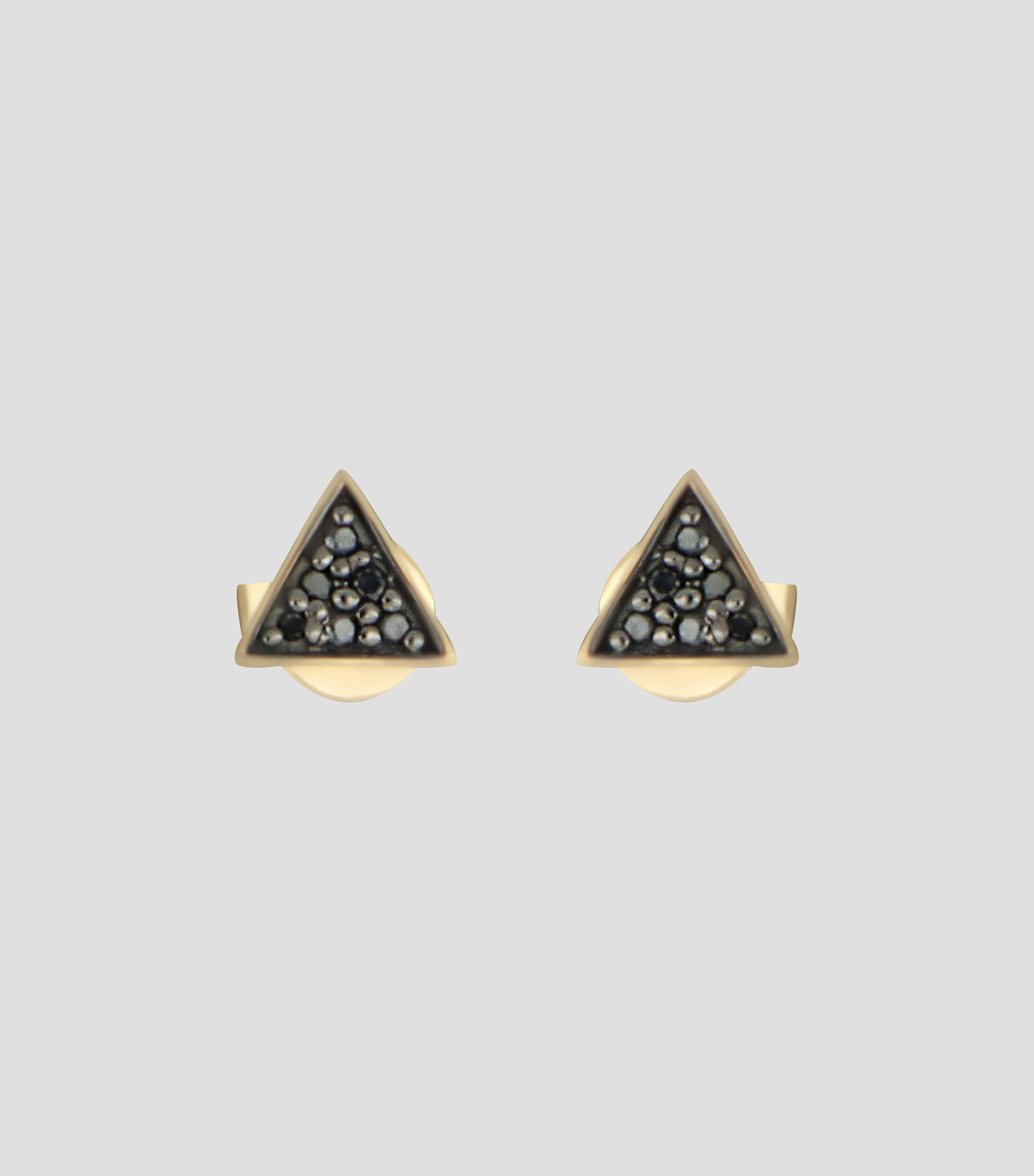 Broqueles en oro amarillo de 14 kilates con diamantes negros Mujer