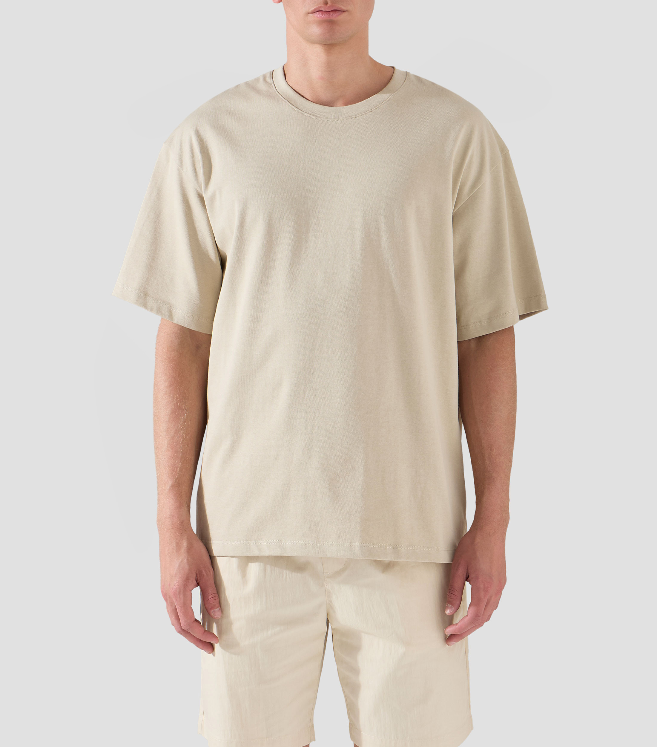 Playera de cuello redondo con manga corta lisa Hombre