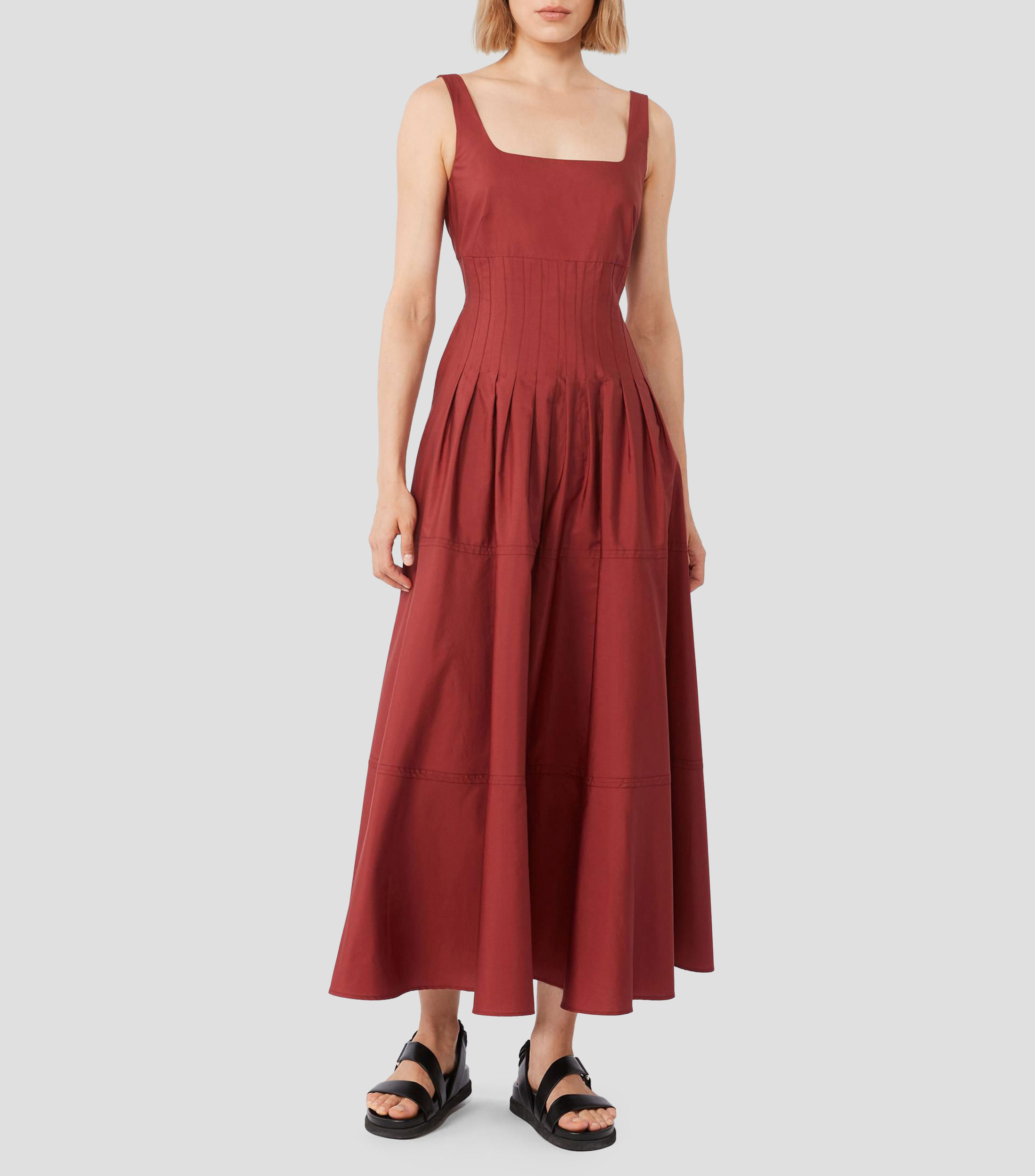 Vestido largo liso Mujer