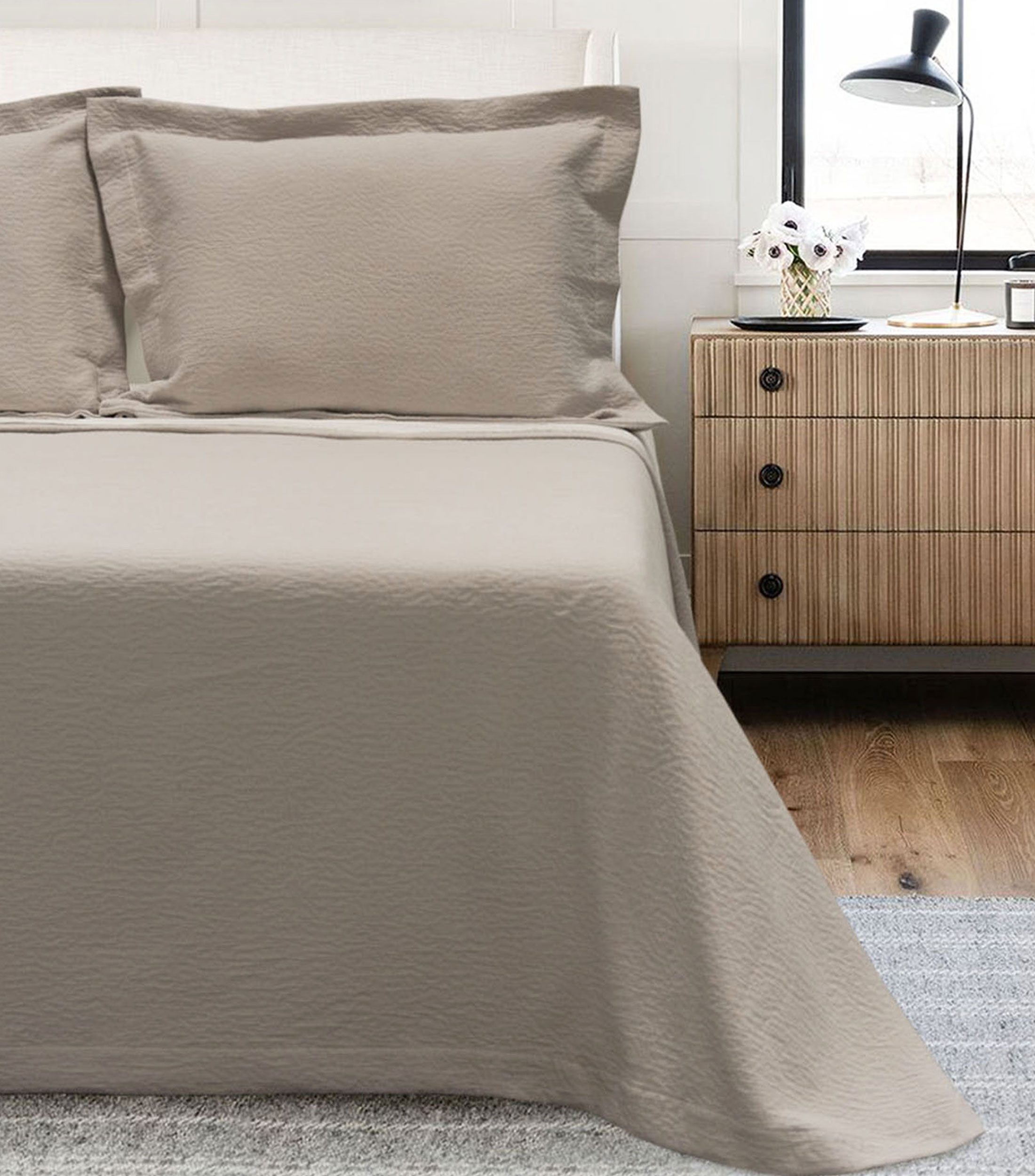 Colcha wrinkled MatQs gris