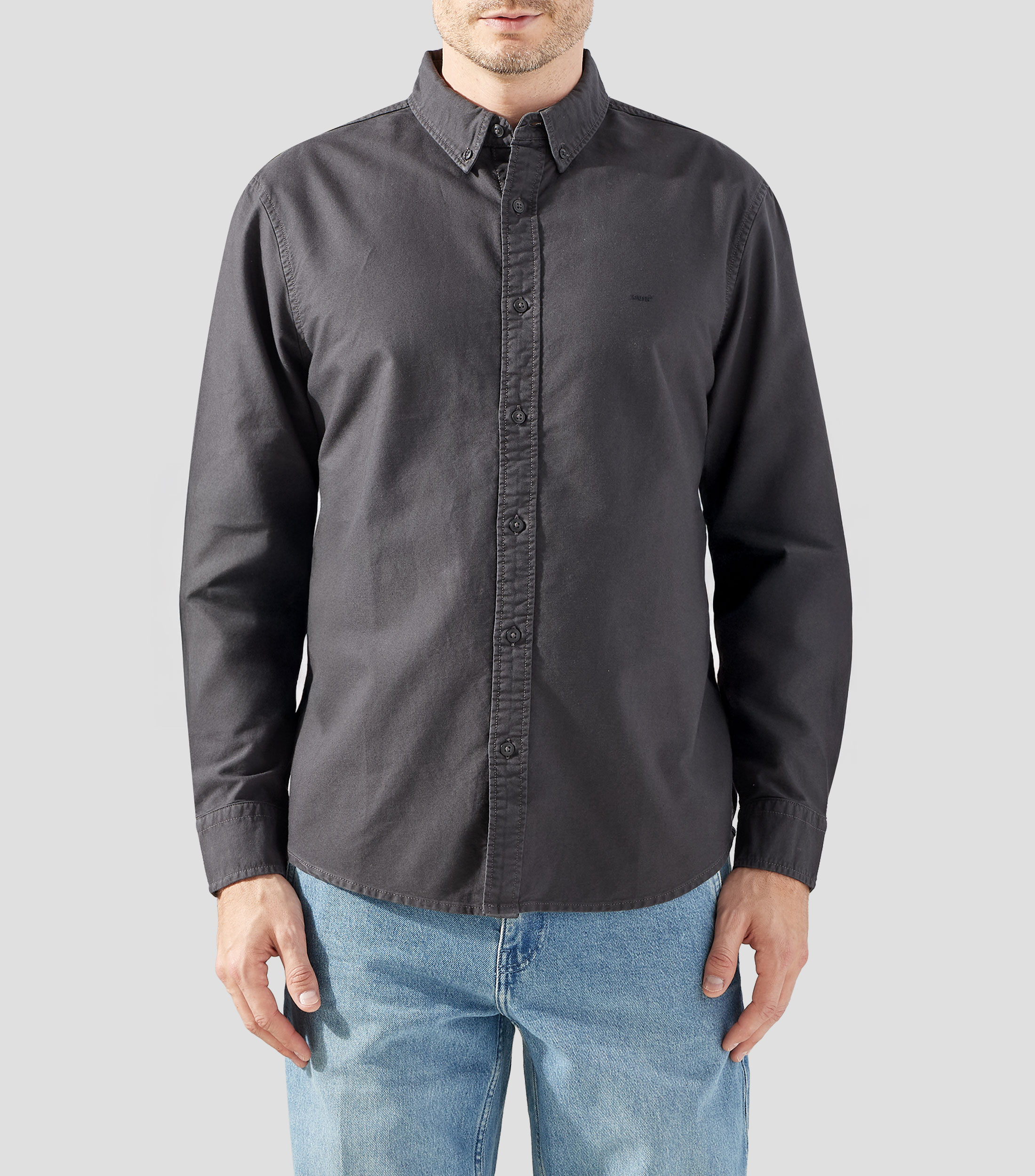 Camisa lisa manga larga Hombre