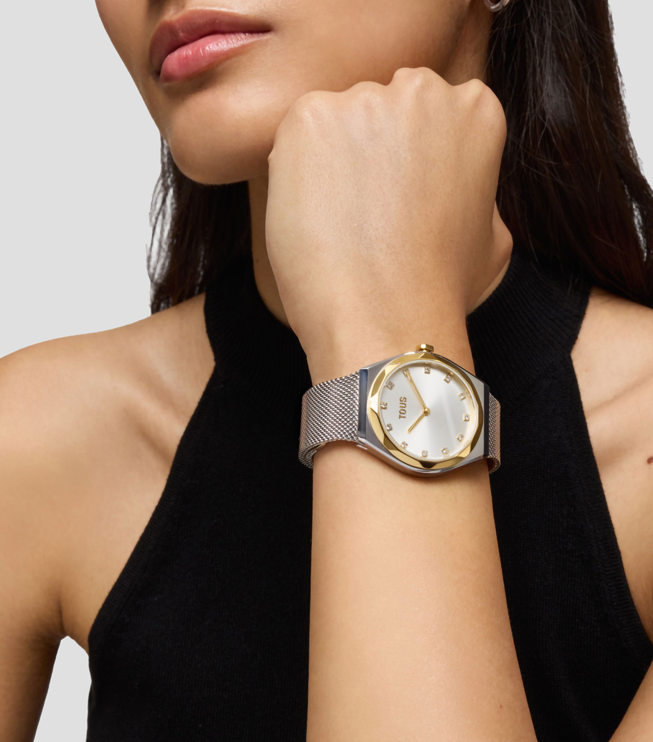 Reloj para Mujer Karat Round Mesh, Casual, Plateado, Dorado