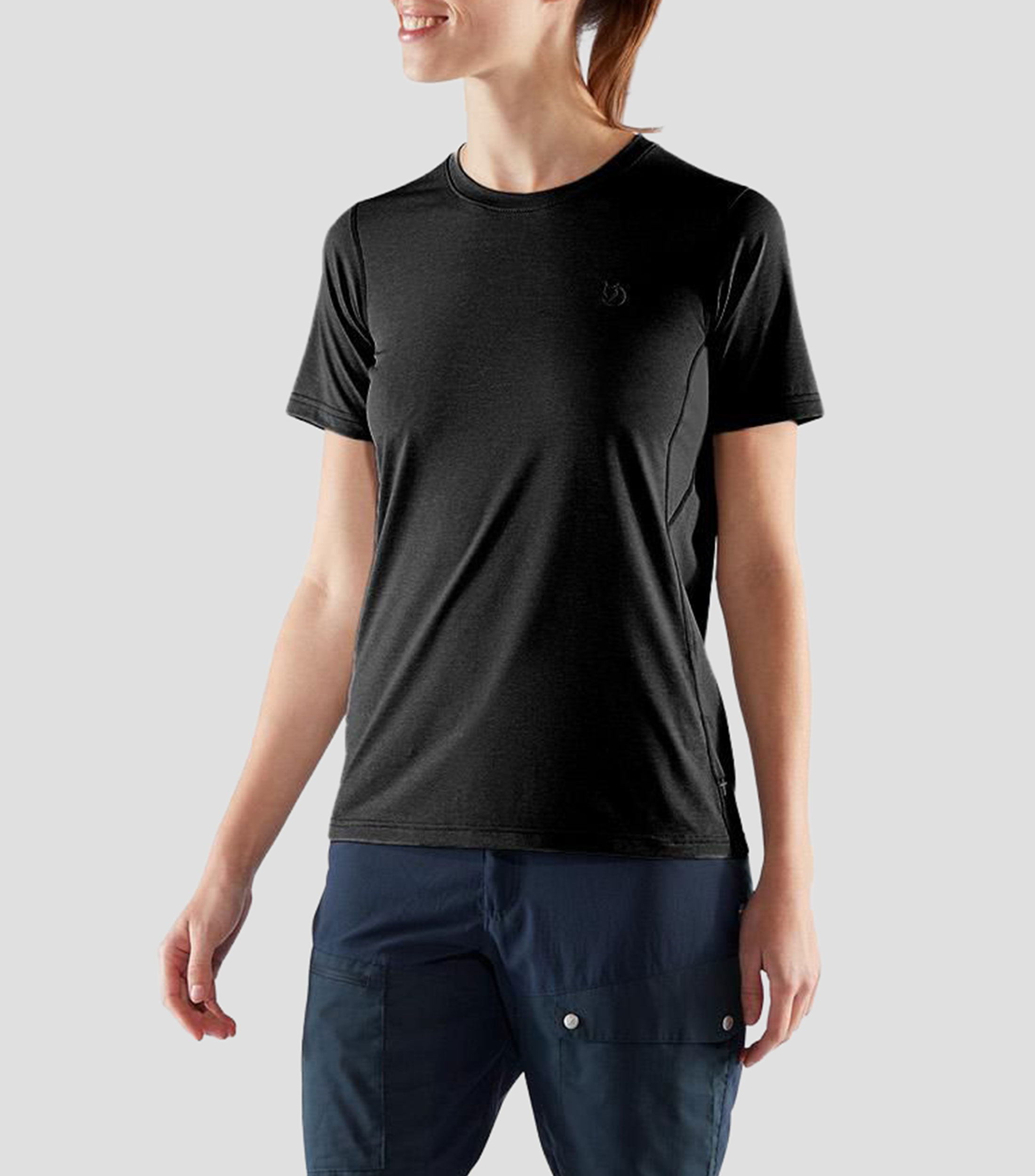 Playera de cuello redondo con manga corta lisa Mujer