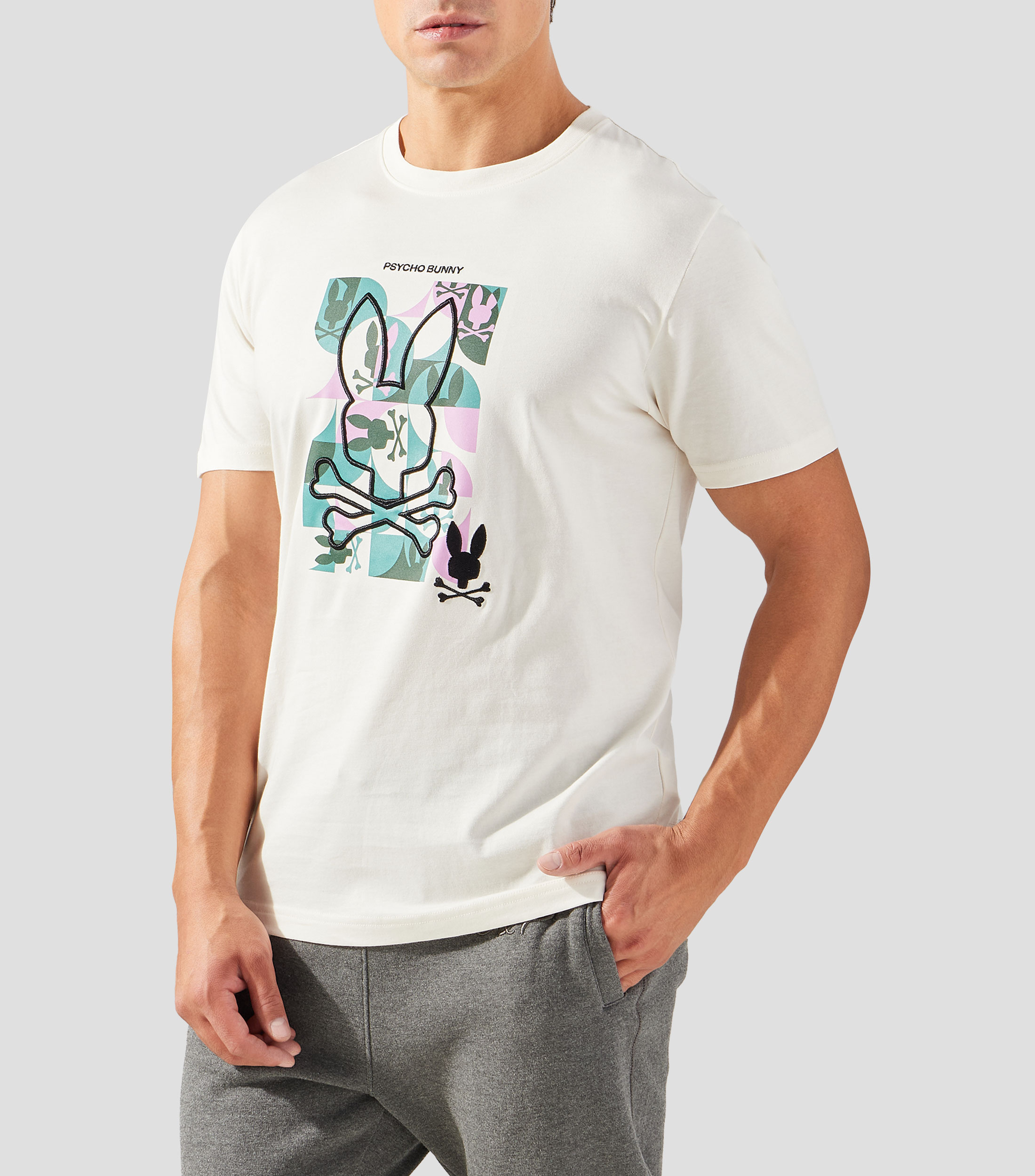 Playera cuello redondo manga corta estampada Hombre